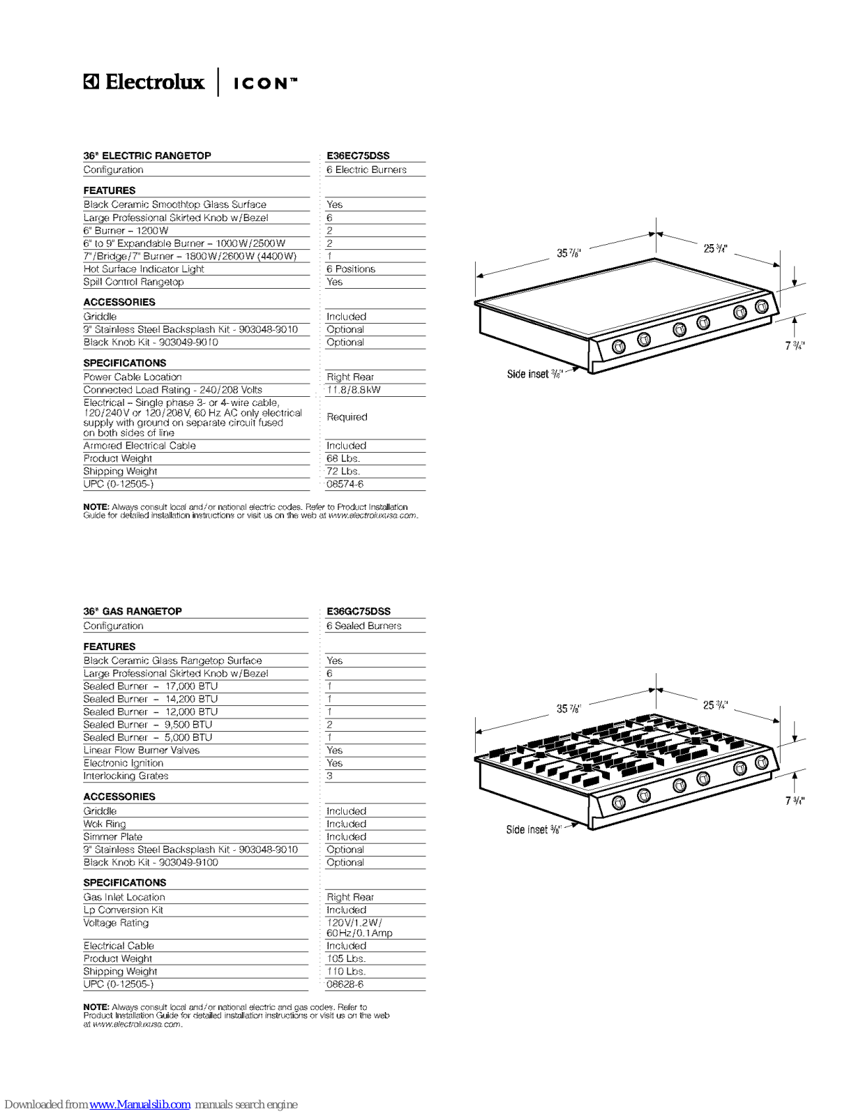 Electrolux ICON E36GC75DSS1, ICON E36GC75DSS Specification - ManualMachine.com