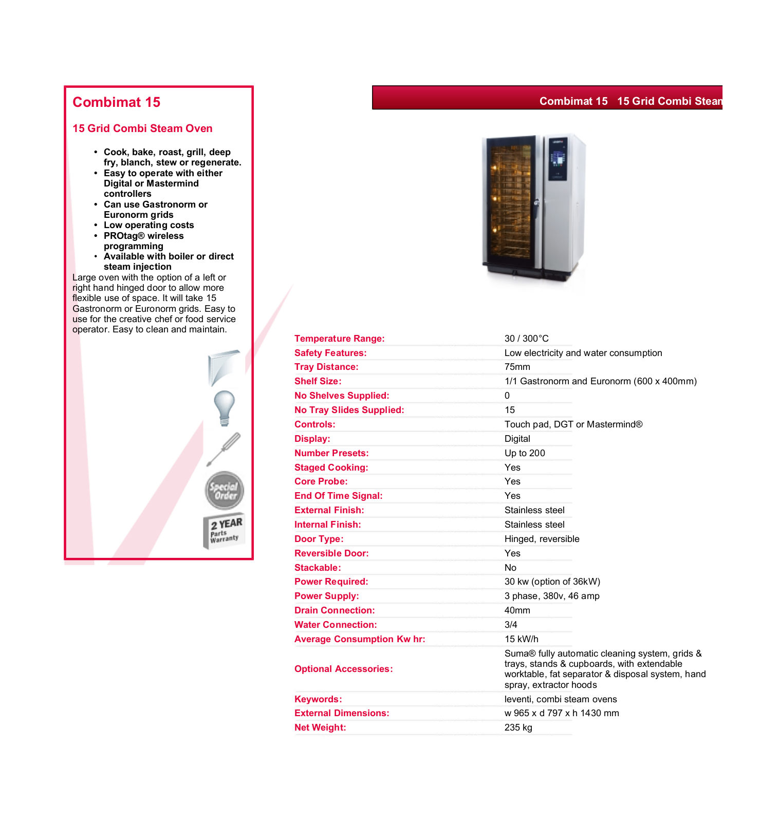 Valera COMBIMAT 15 DATASHEET