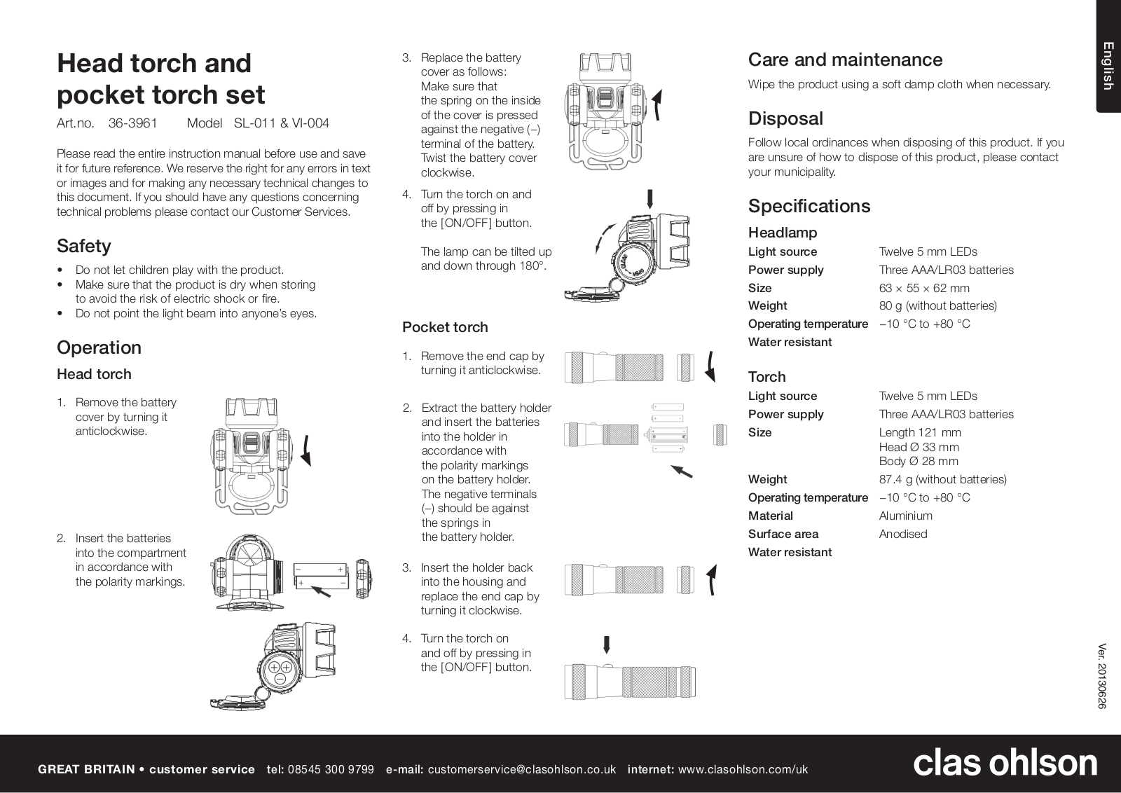 Clas Ohlson SL-011, VI-004 Instruction Manual