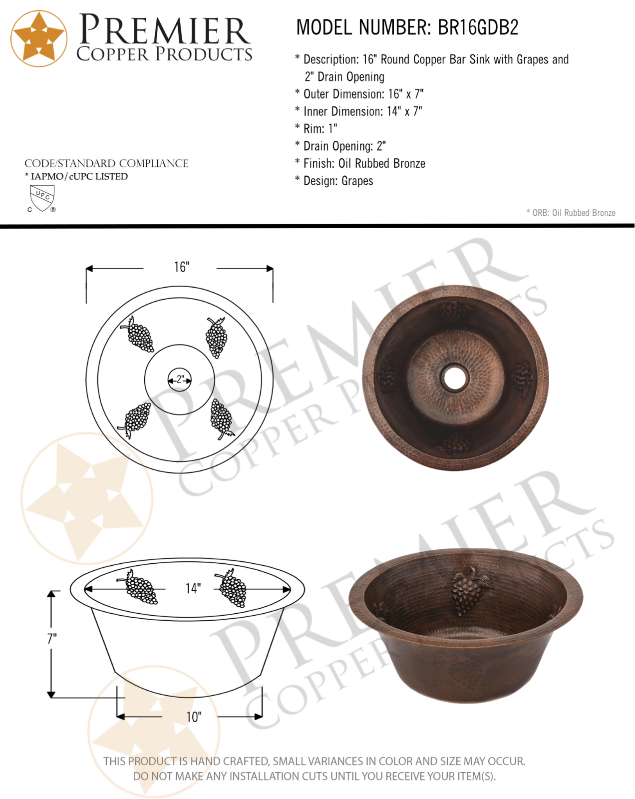 Premier Copper Products IER1906 Specifications - ManualMachine.com