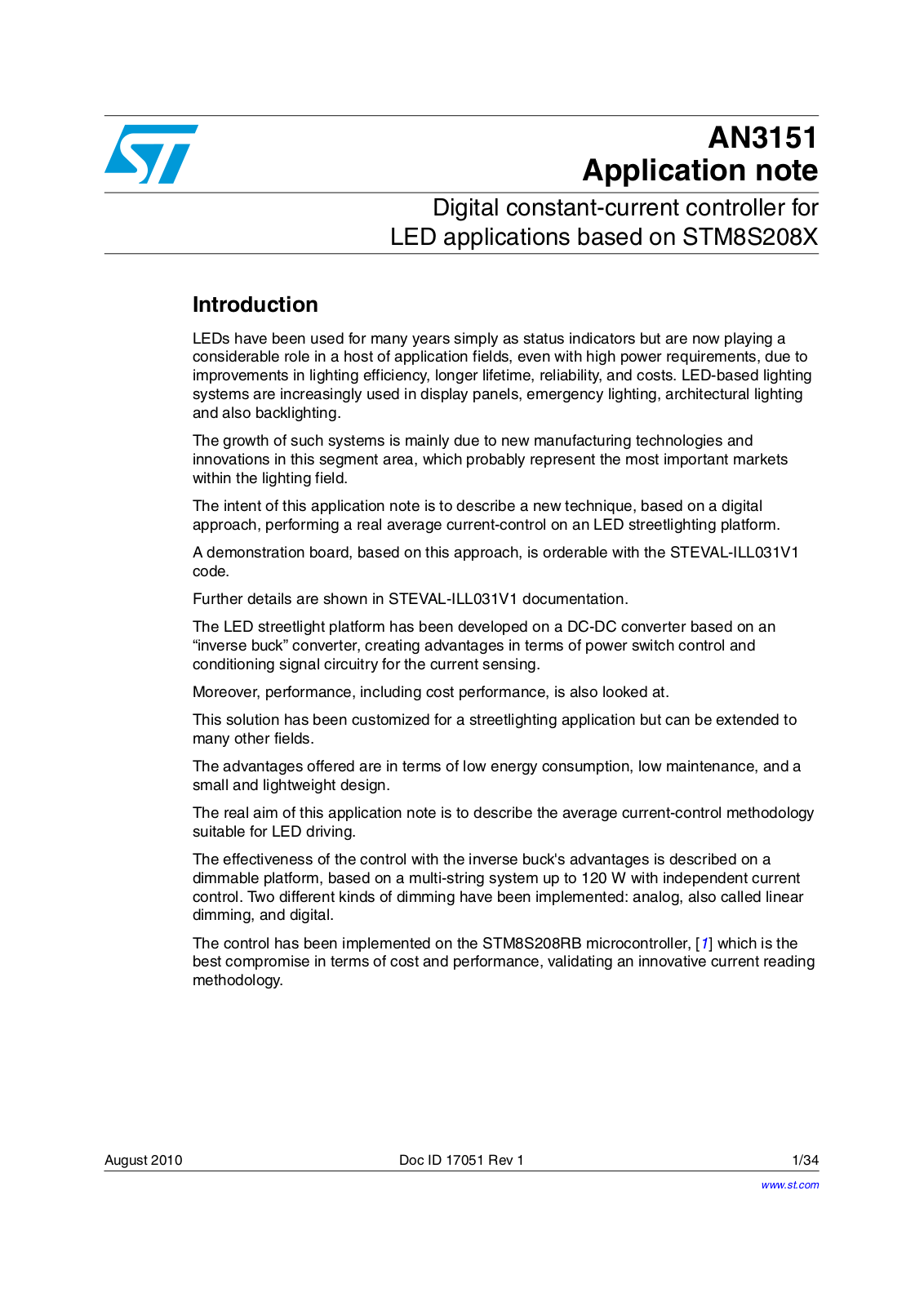 ST AN3151 Application note