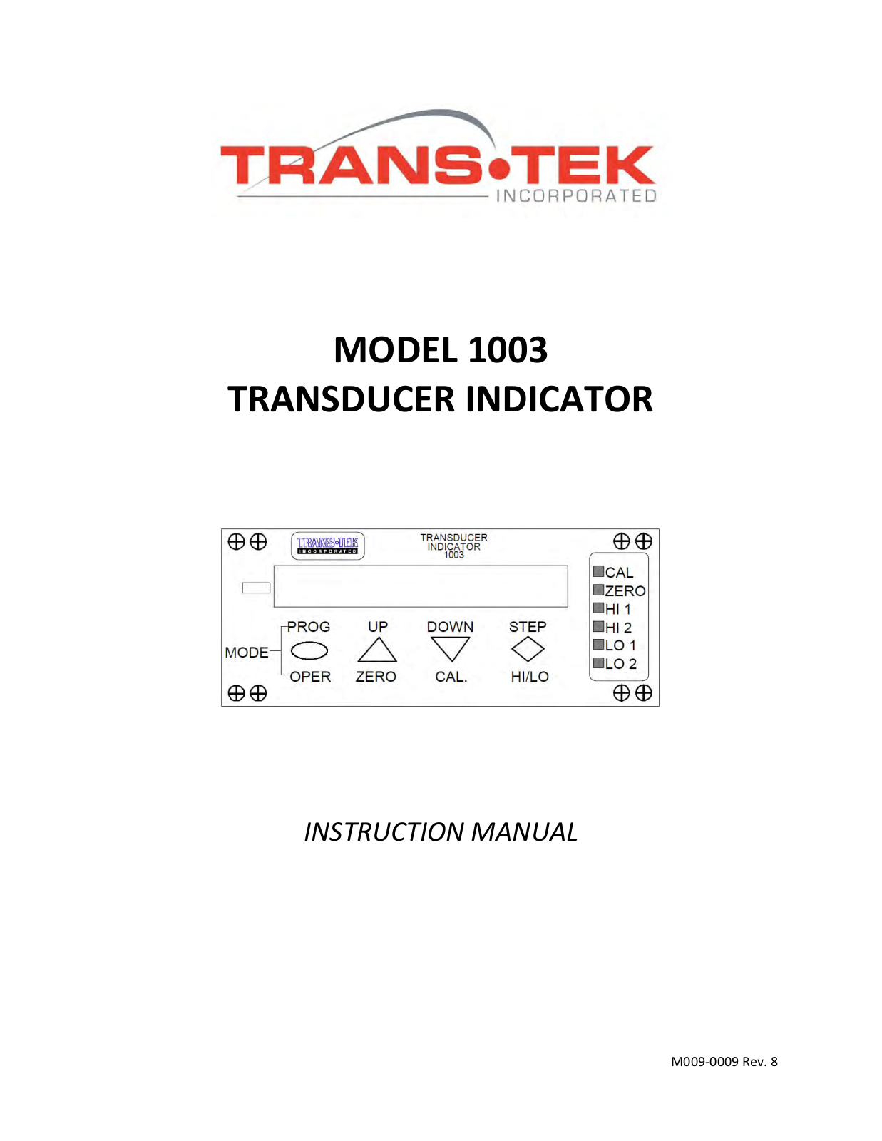 Trans-Tek 1003 Instruction Manual