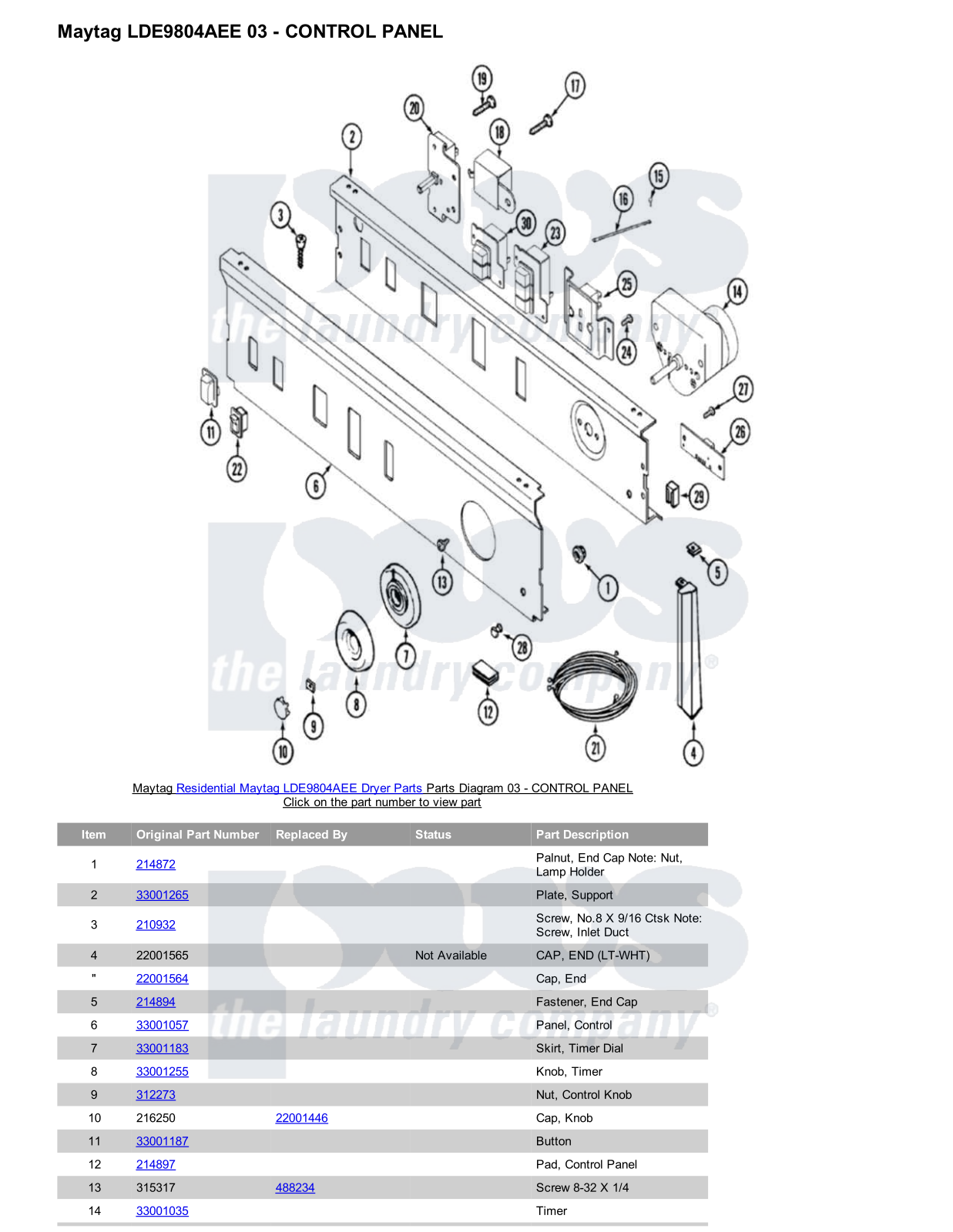 Maytag LDE9804AEE Parts Diagram