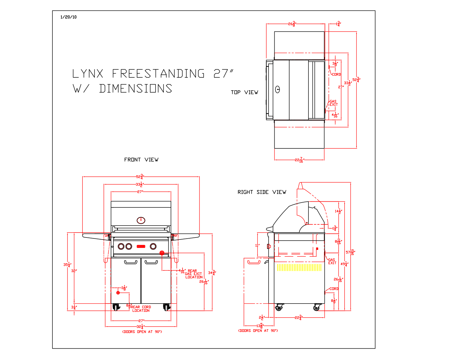 Lynx L27FR2LP, L27PSFR3LP Dimension Guide