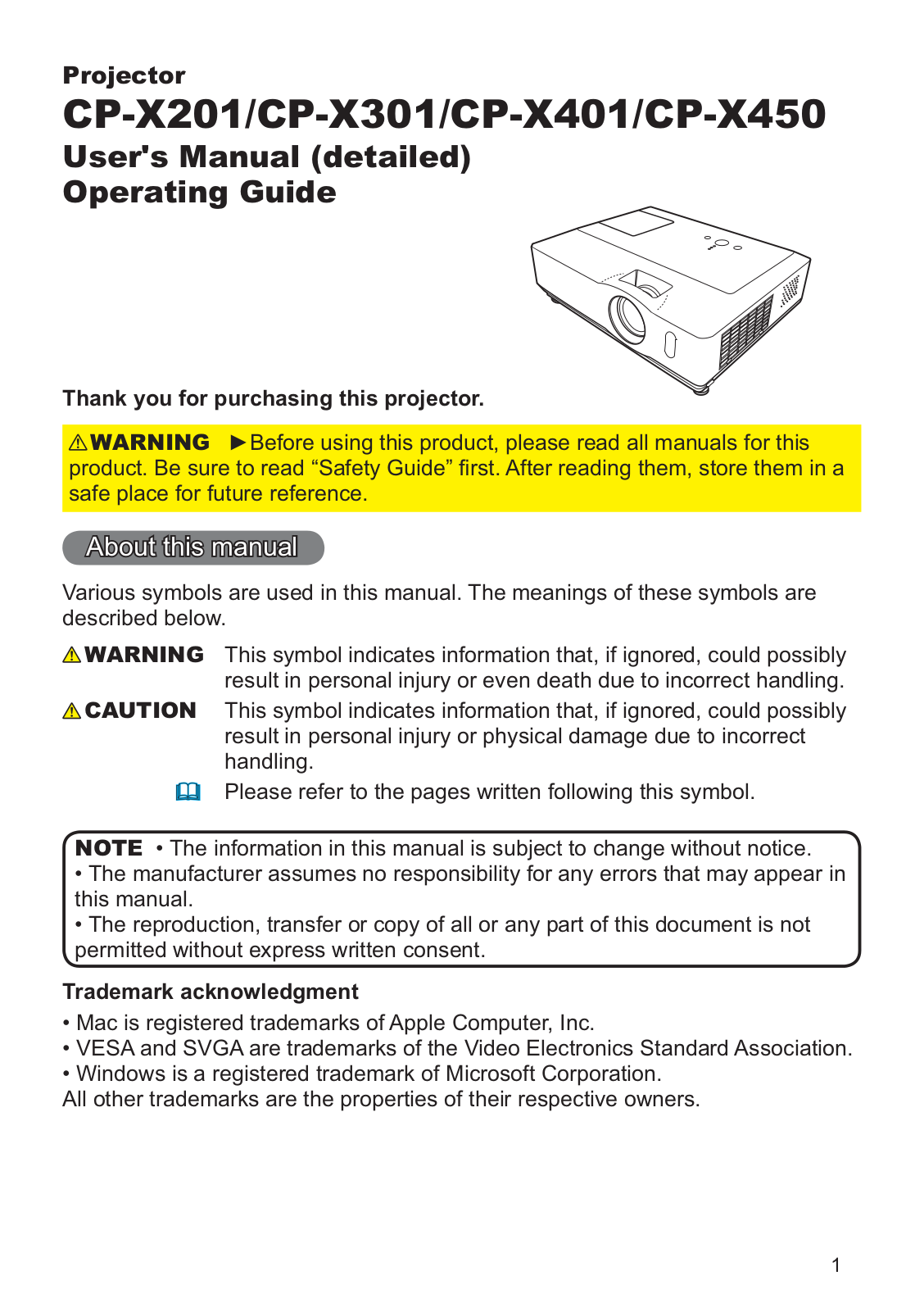 Hitachi CP-X401EF, CP-X301WP User Manual