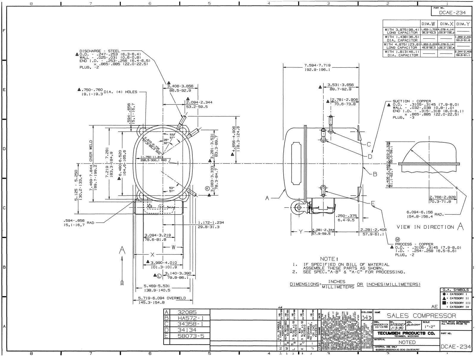 Tecumseh AEA4430YXA Drawing Data