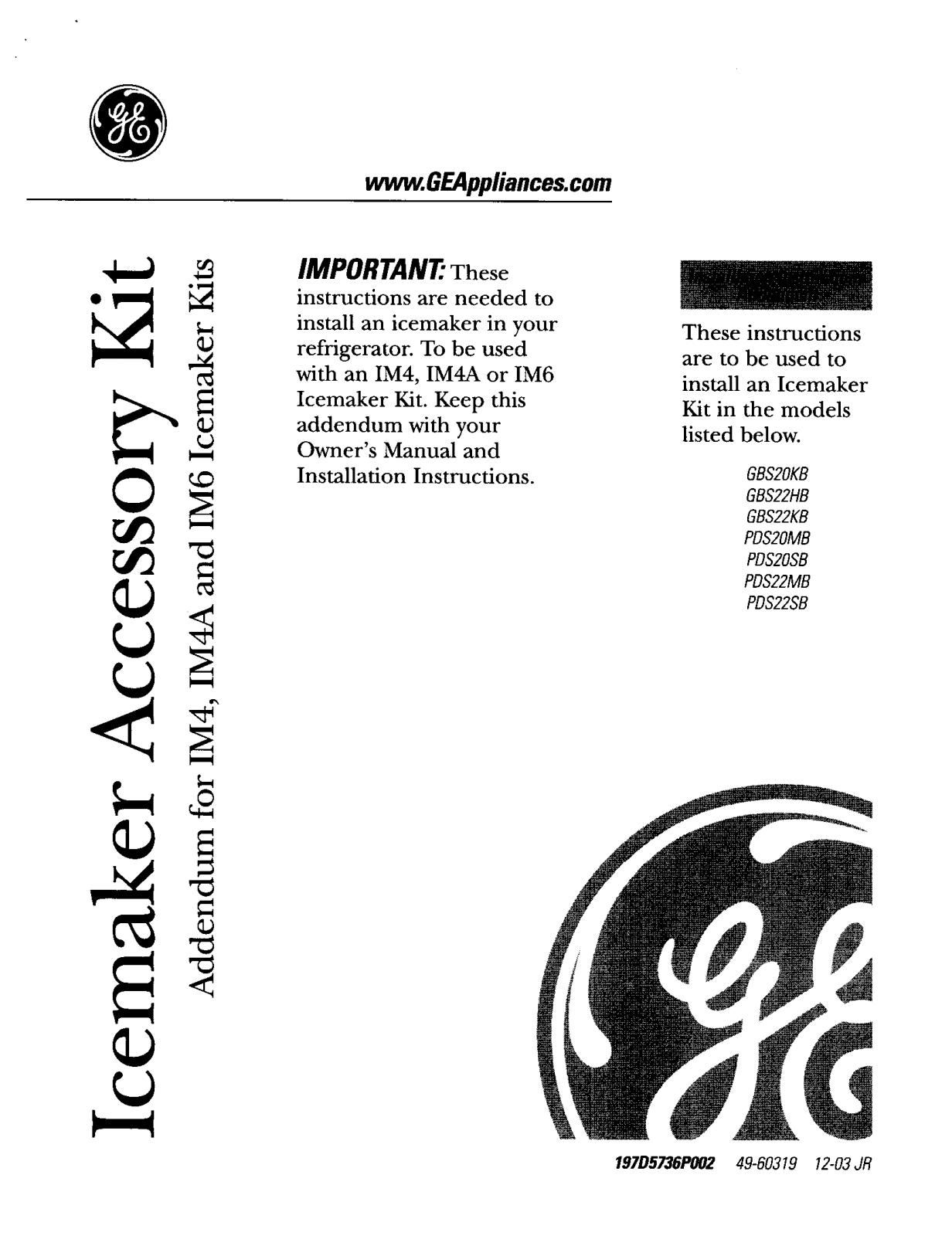 GE GBS20KBPABB, GBS20KBPACC, GBS20KBPAWW, GBS22HBPABB, GBS22HBPACC Installation Guide - ManualMachine.com