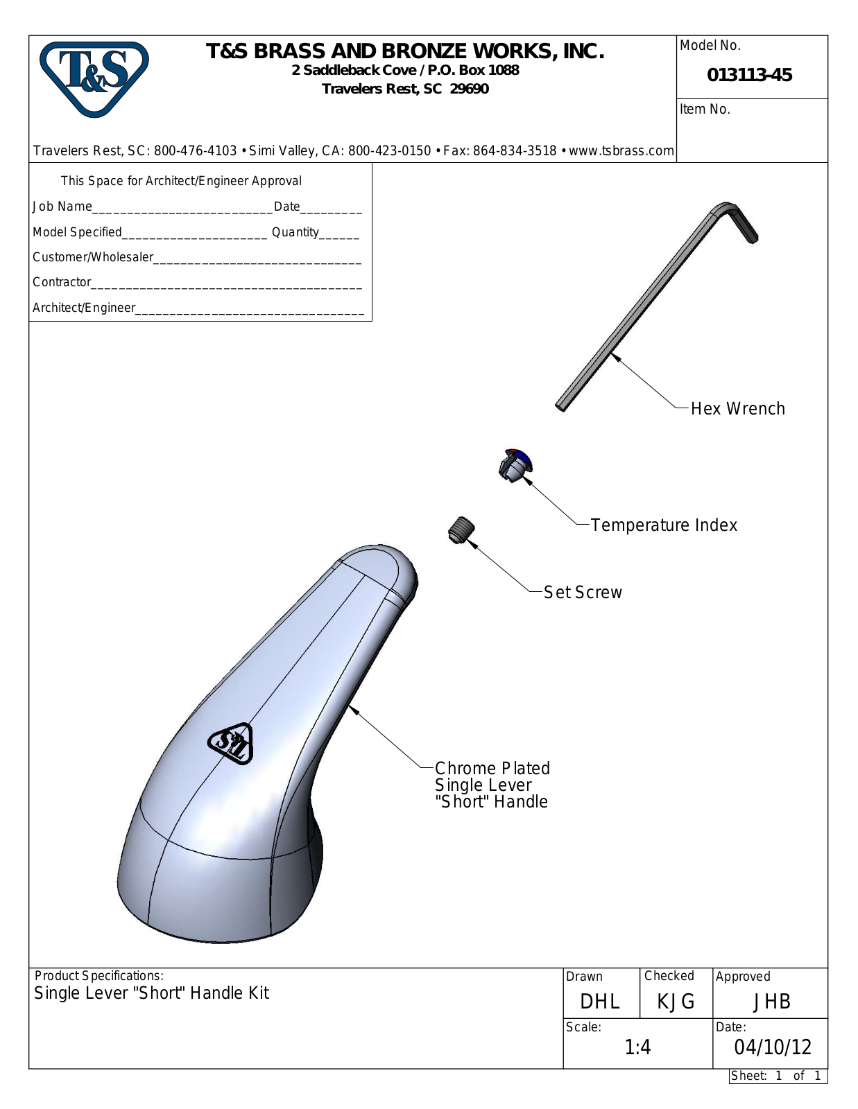 T&S Brass 013113-45 User Manual