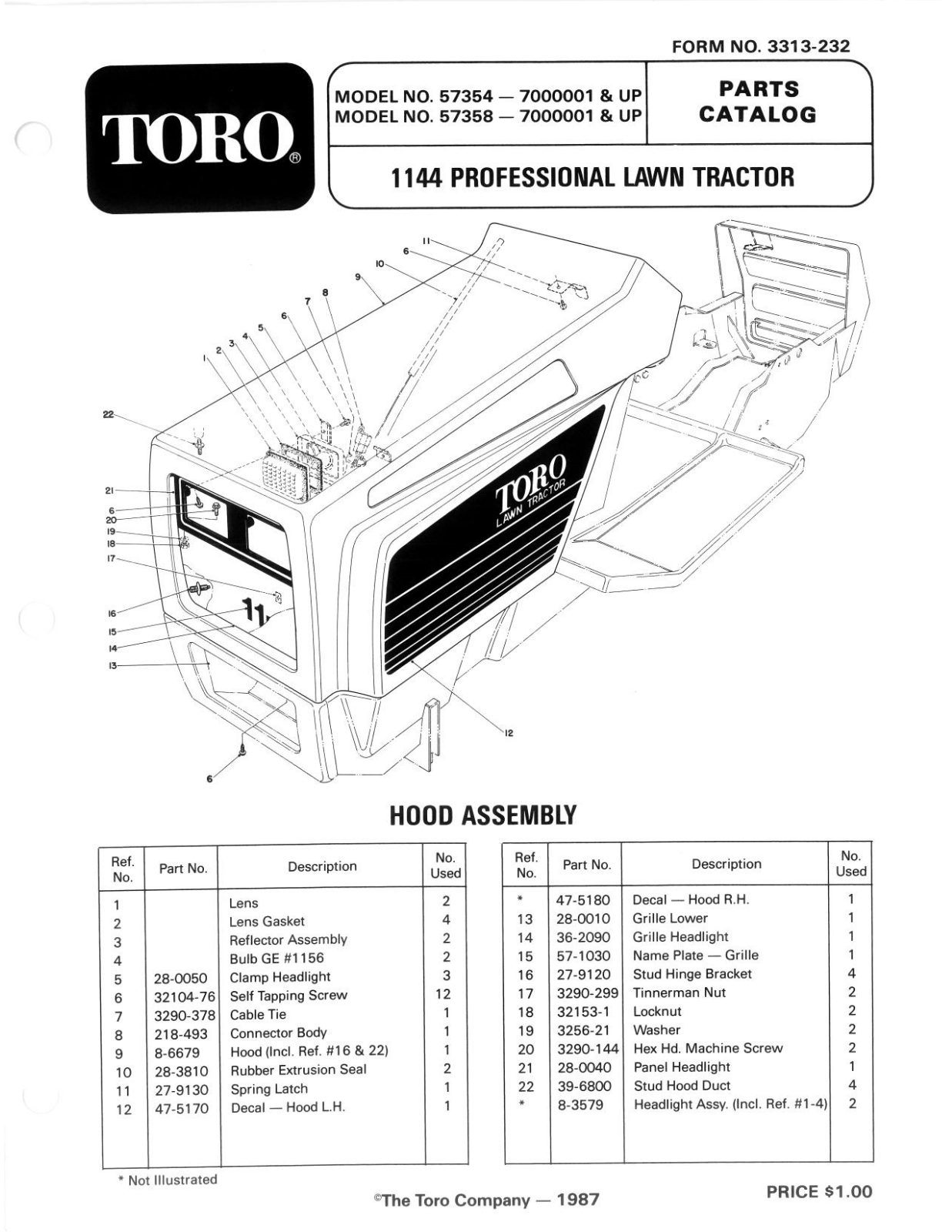 Toro 57354, 57358 Parts Catalogue