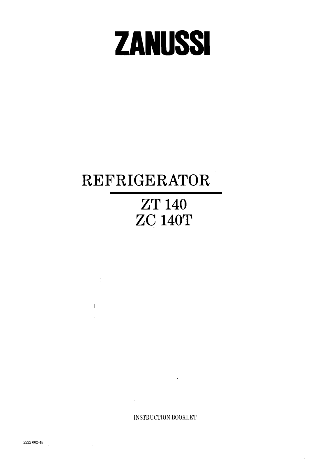 Zanussi ZT140T User Manual