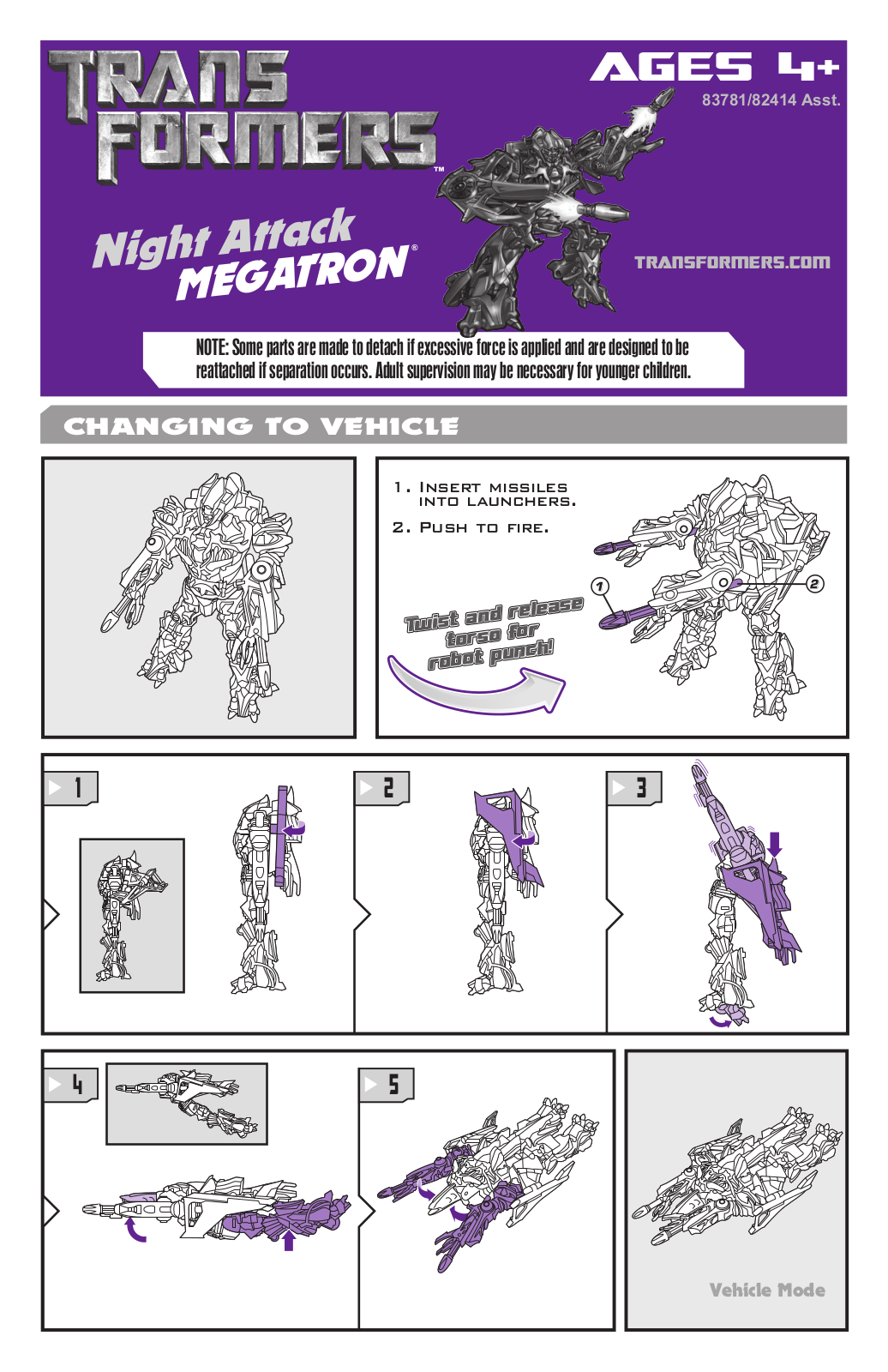 HASBRO Transformers Night Attack Megatron User Manual