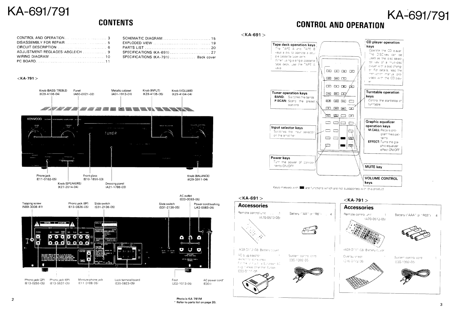 Kenwood KA-791, KA-691 User Manual