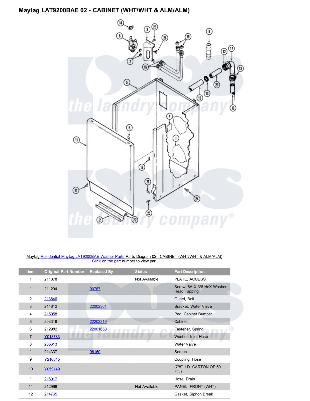 Maytag LAT9200BAE Parts Diagram