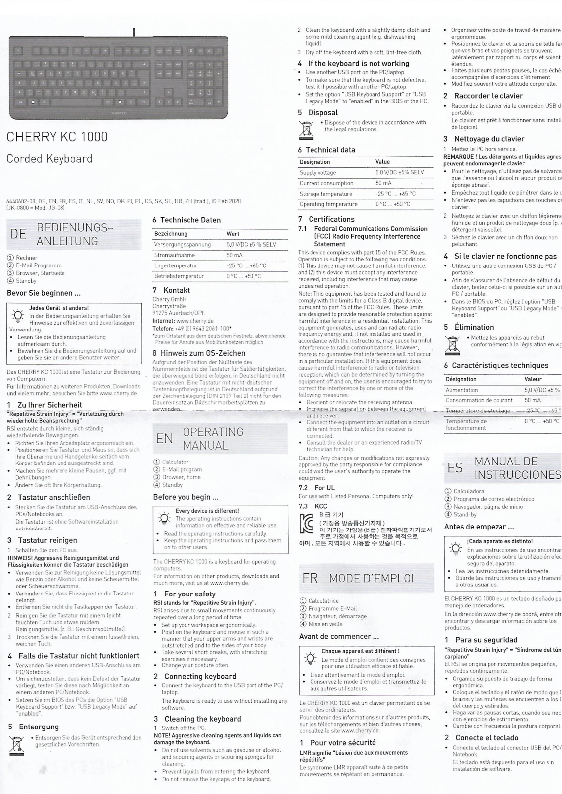 Cherry KC 1000 User Manual