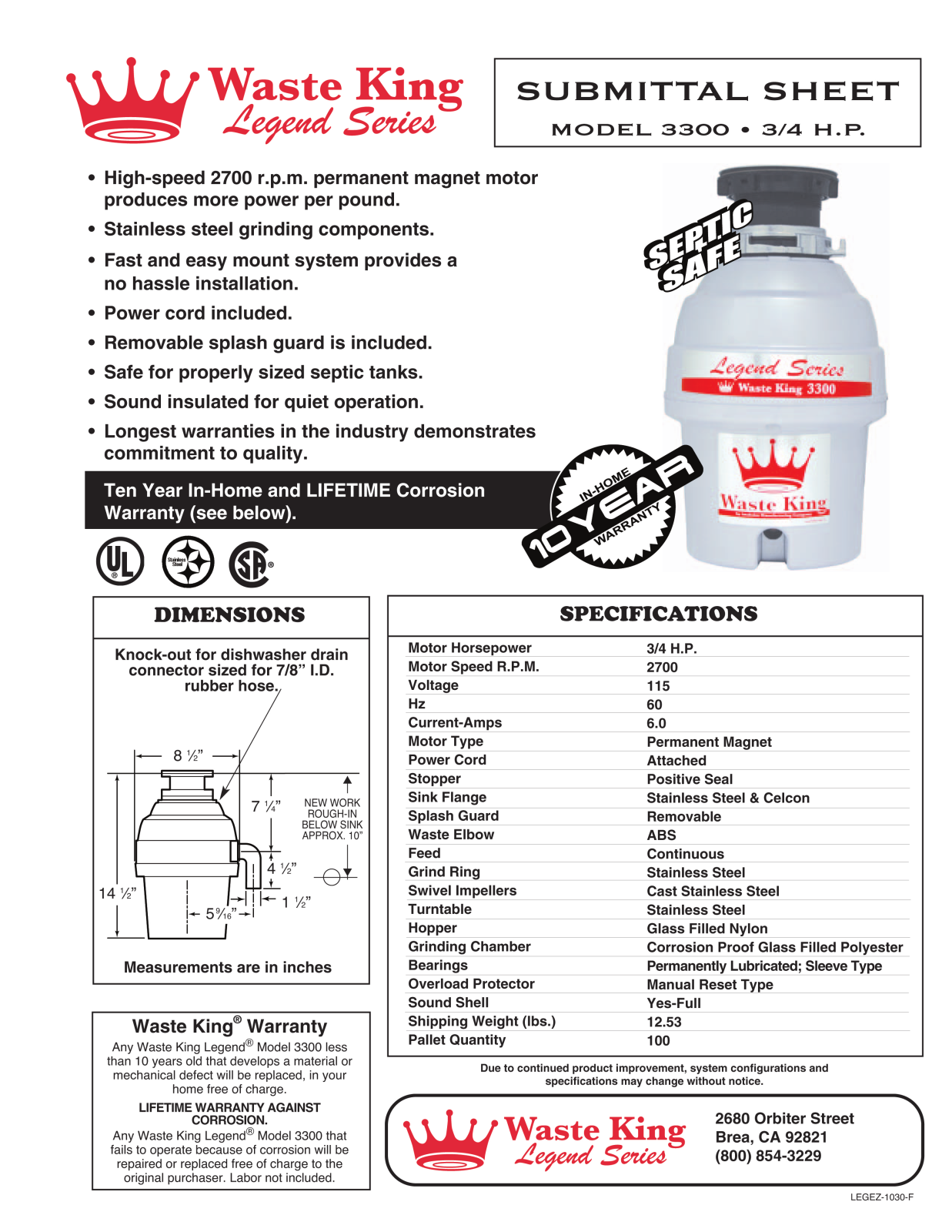 Waste King 3300 User Manual