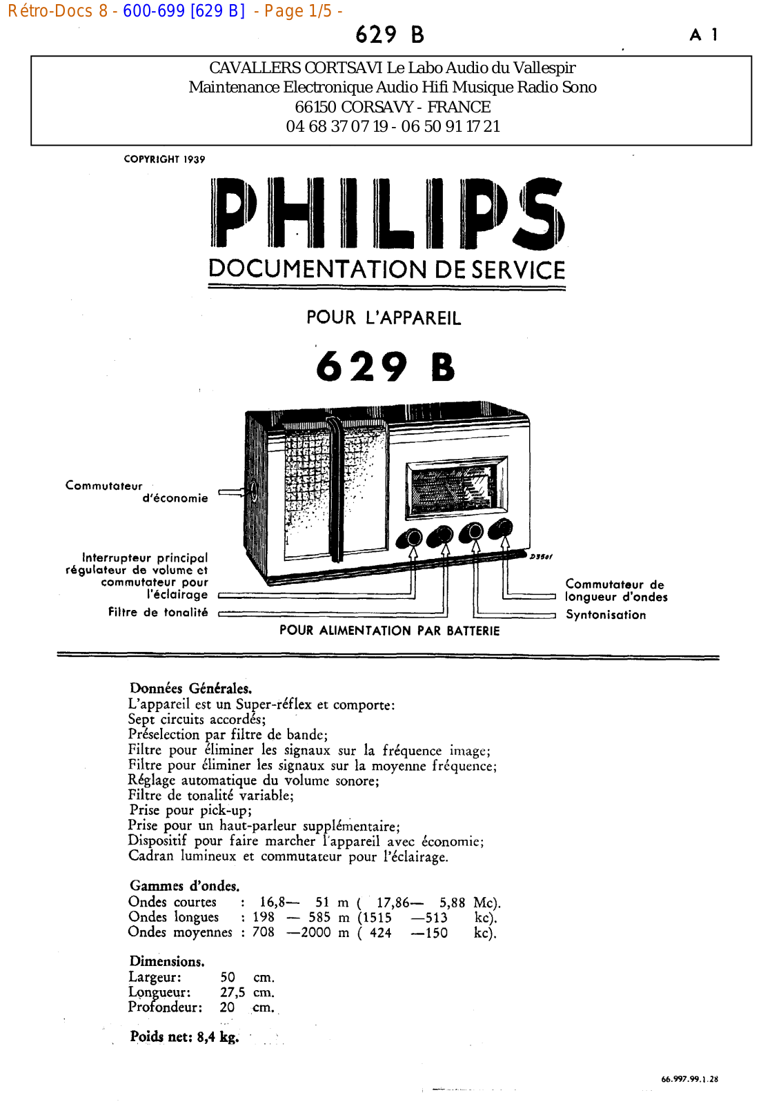 Philips 629 b Datasheet - ManualMachine.com