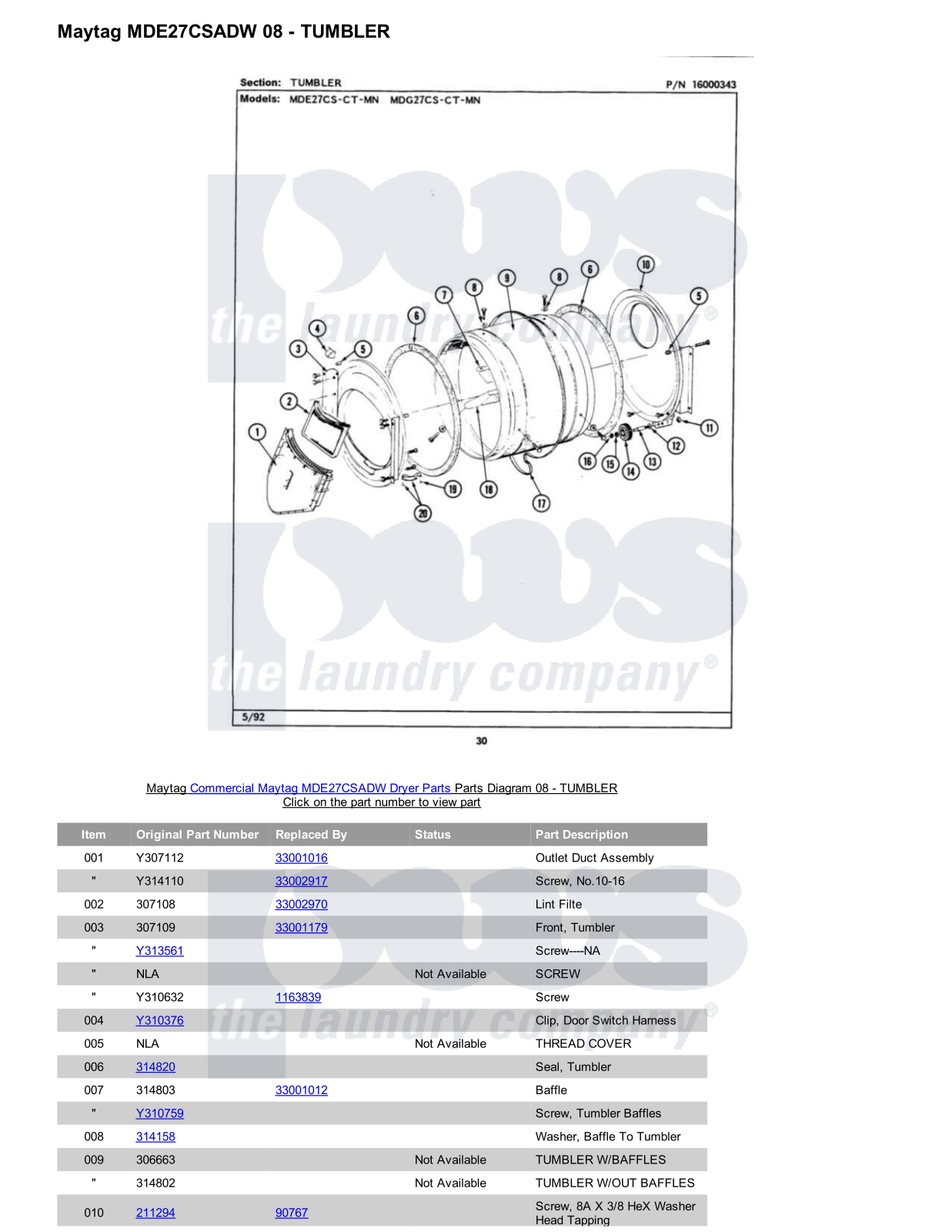 Maytag MDE27CSADW Parts Diagram