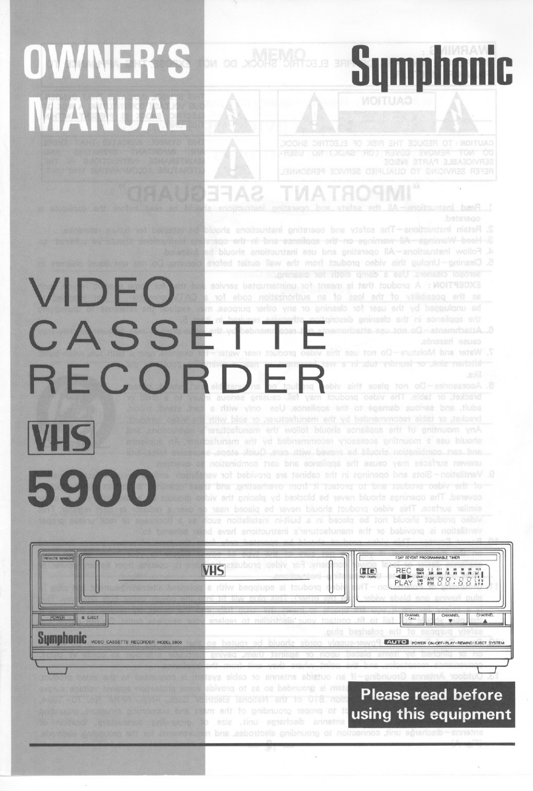 Symphonic 5900 User Manual