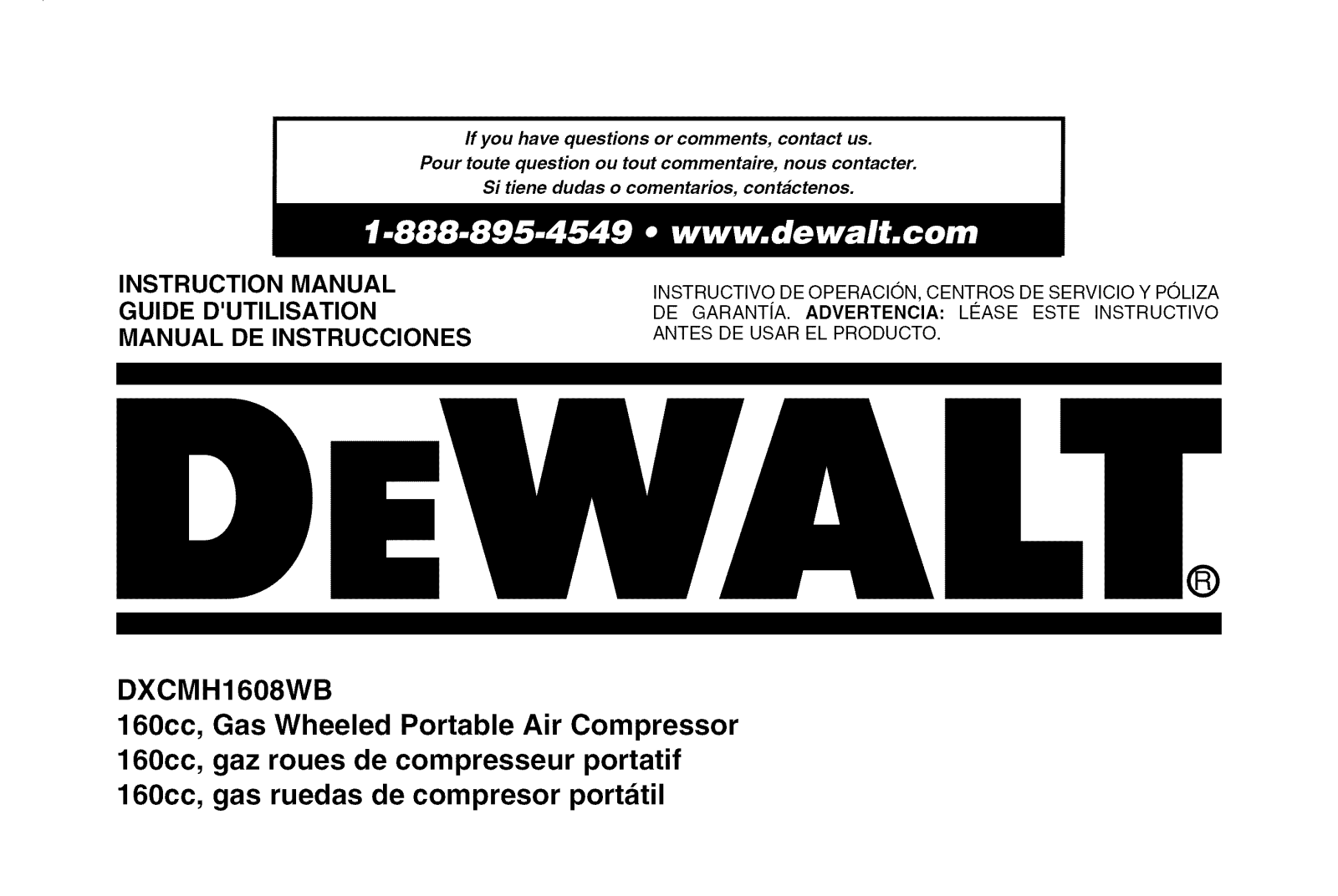 DeWalt DXCMH1608WB TYPE 0 Owner’s Manual