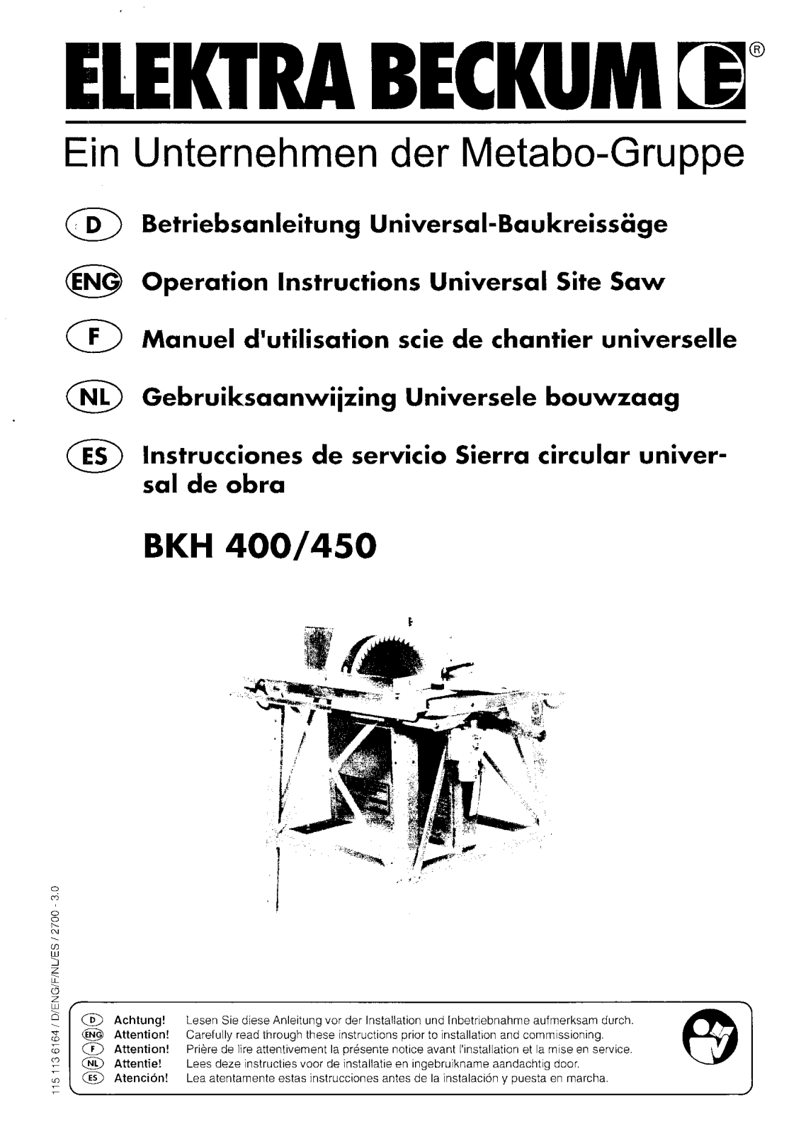 ELEKTRA BECKUM BKH 400, BKH450 User guide - ManualMachine.com