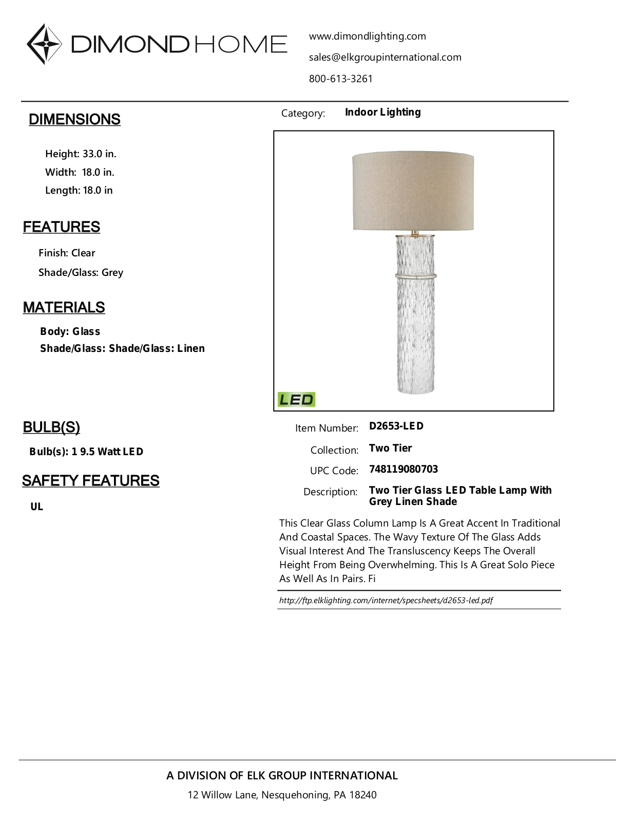 ELK Home D2653LED User Manual