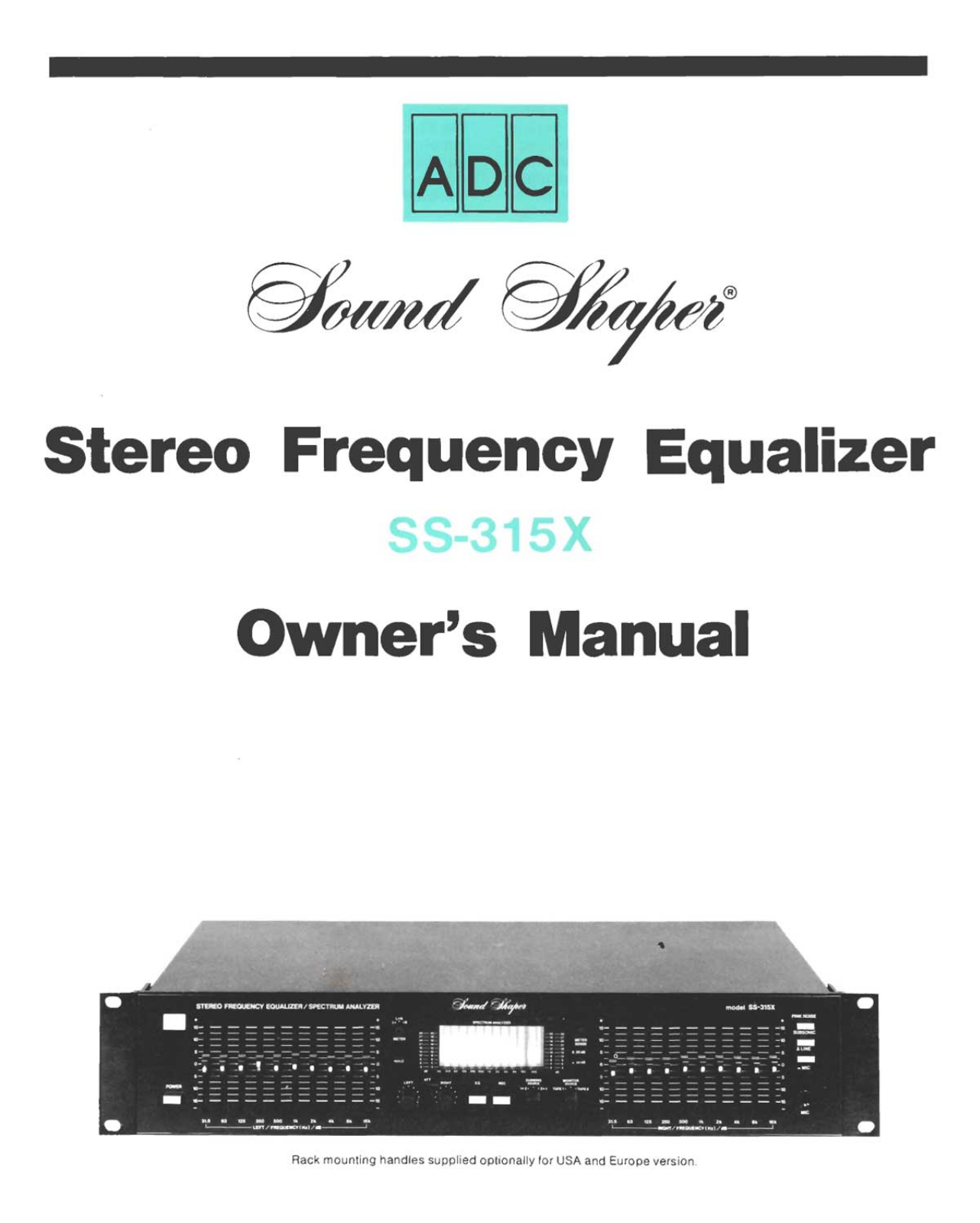 ADC SS-315-X Owners manual