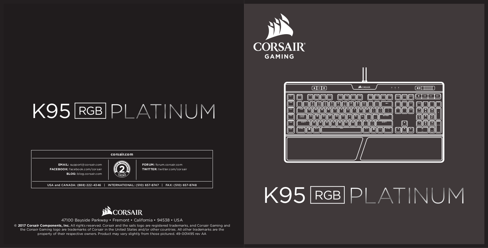 Corsair K95 RGB Platinum Cherry MX User manual