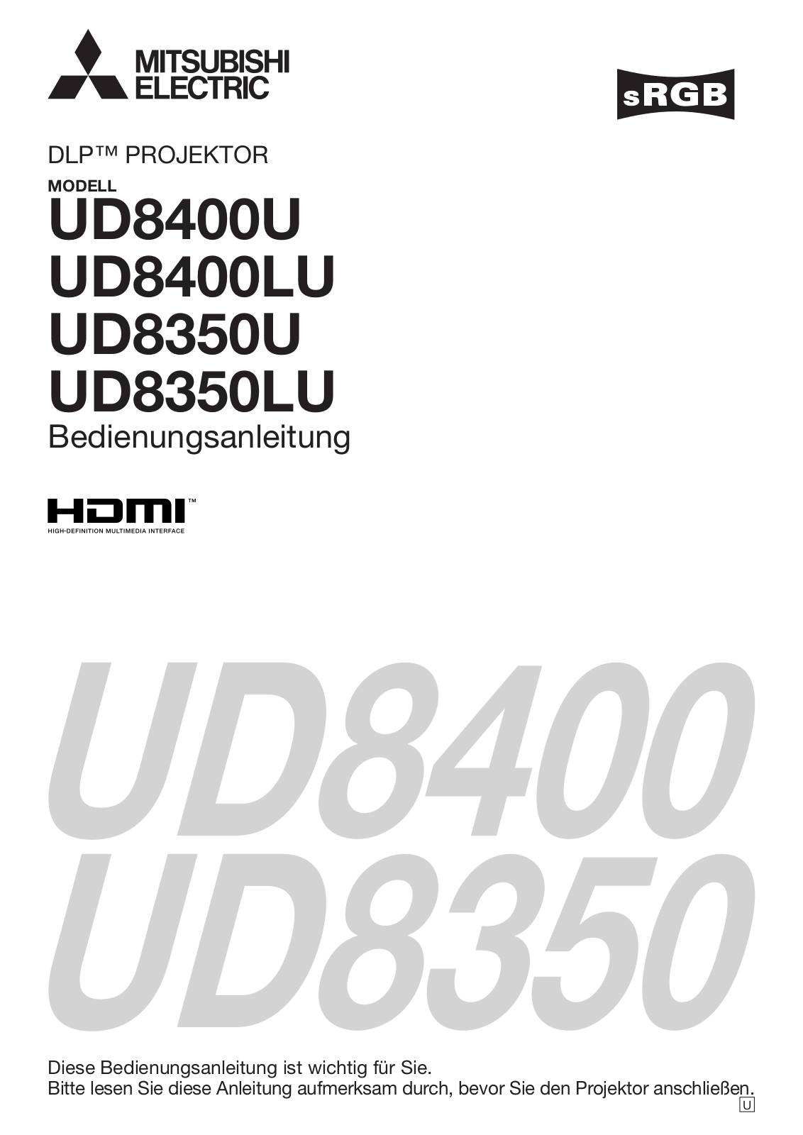 Mitsubishi UD8400LU, UD8350U, UD8350LU User Manual