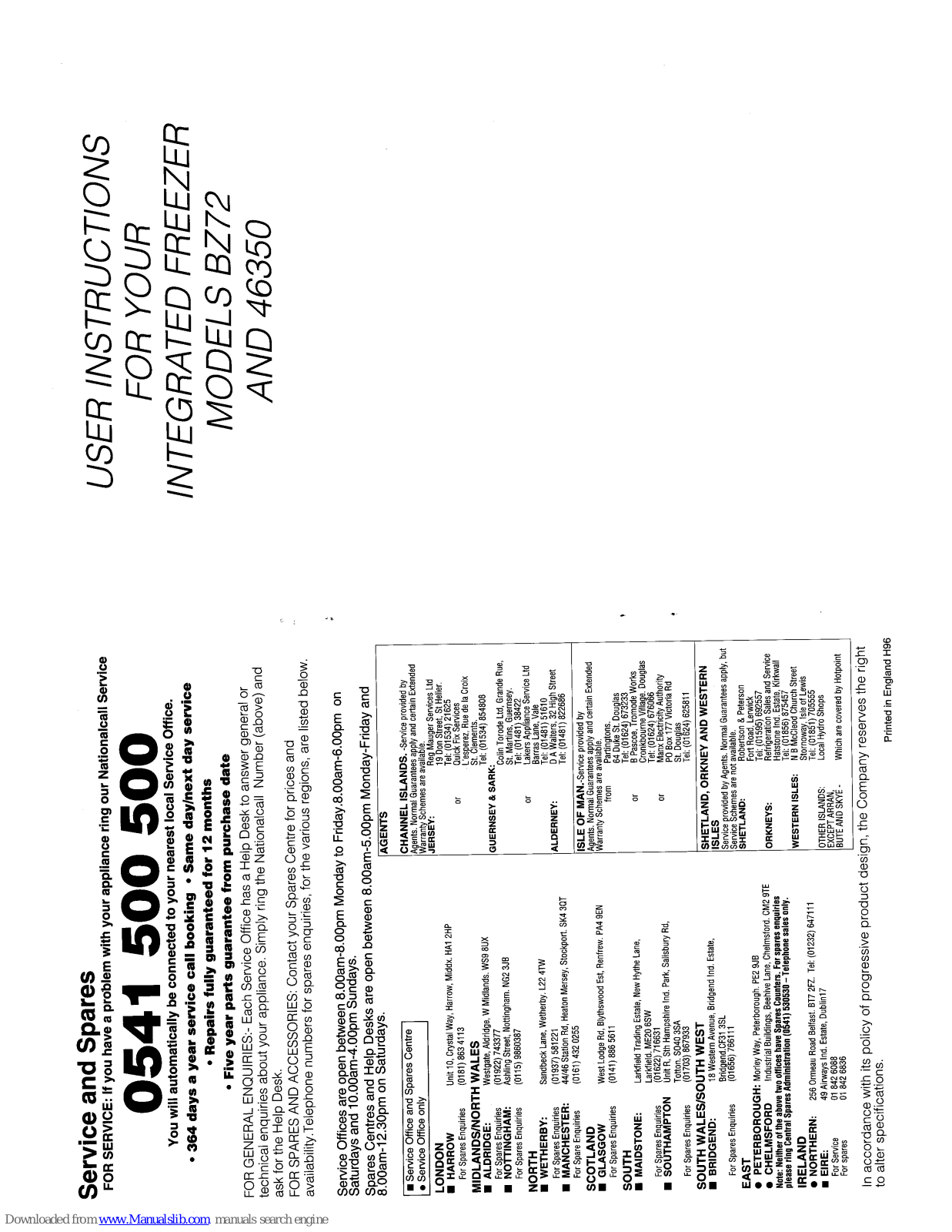 Creda HB46350, BZ72, 46350 User Instructions