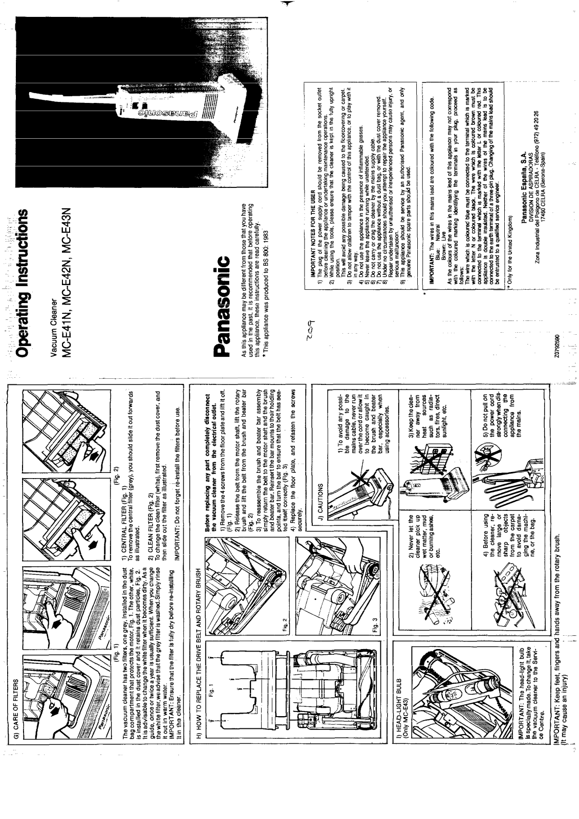 Panasonic MC-E41N, MC-E42N User Manual