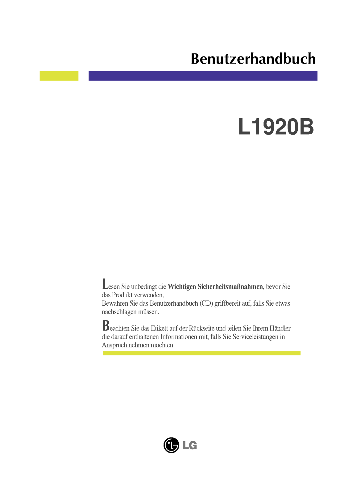 Lg L1920B User Manual