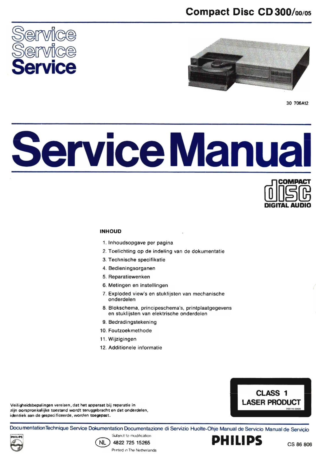 Philips CD-300 Service Manual