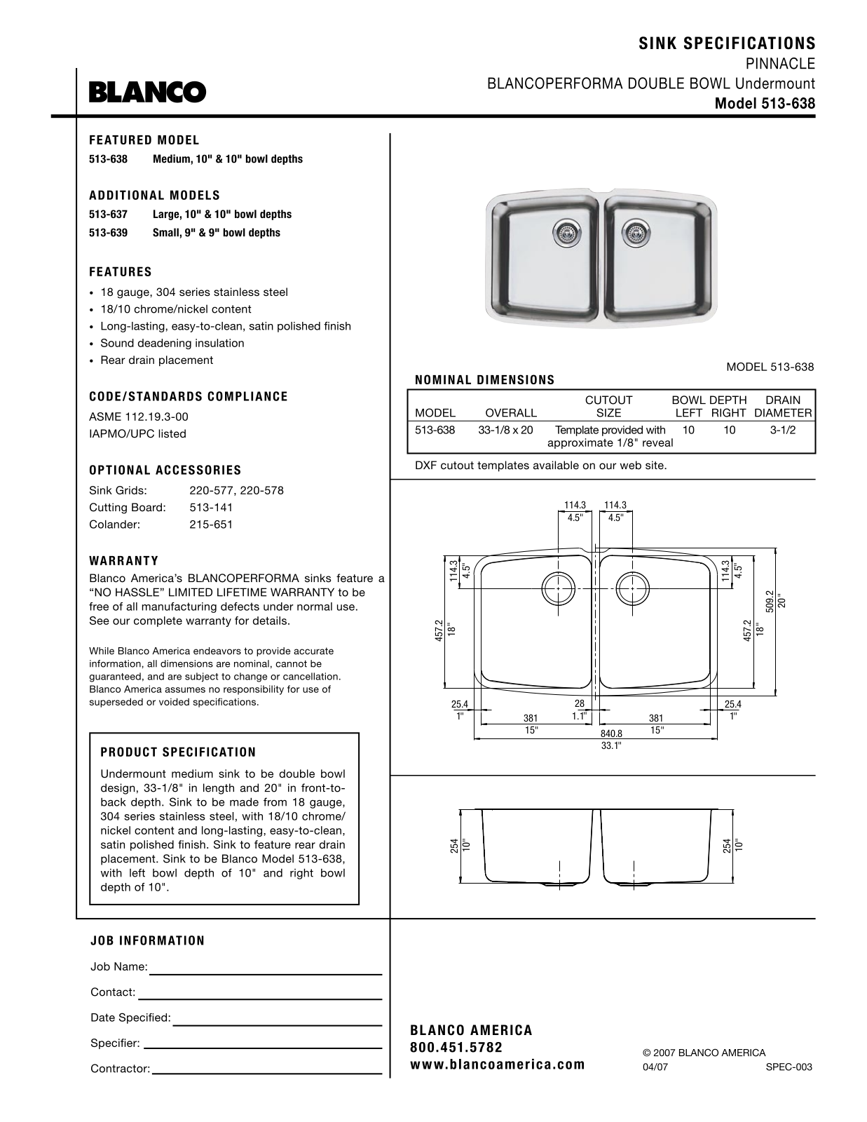 Blanco 513-638 User Manual