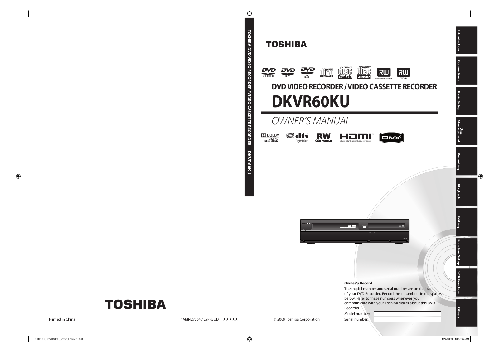 Toshiba DKVR60KU User Manual