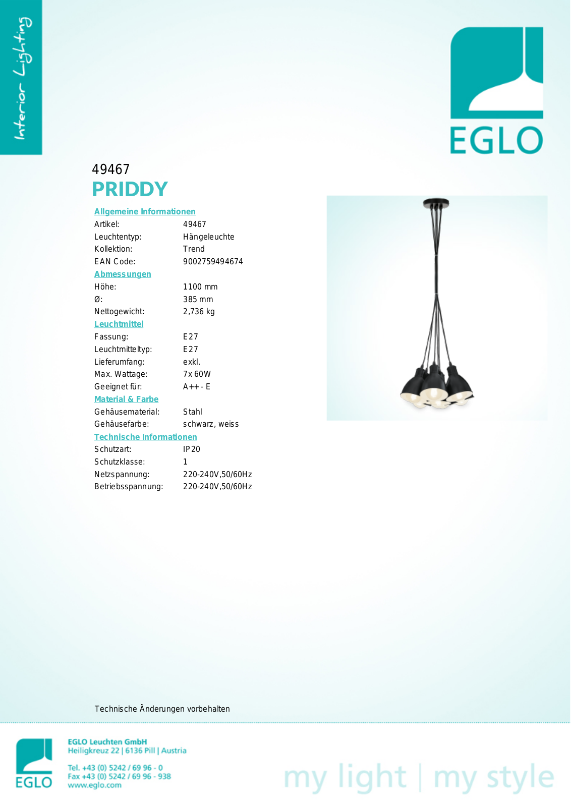 Eglo 49467 Service Manual