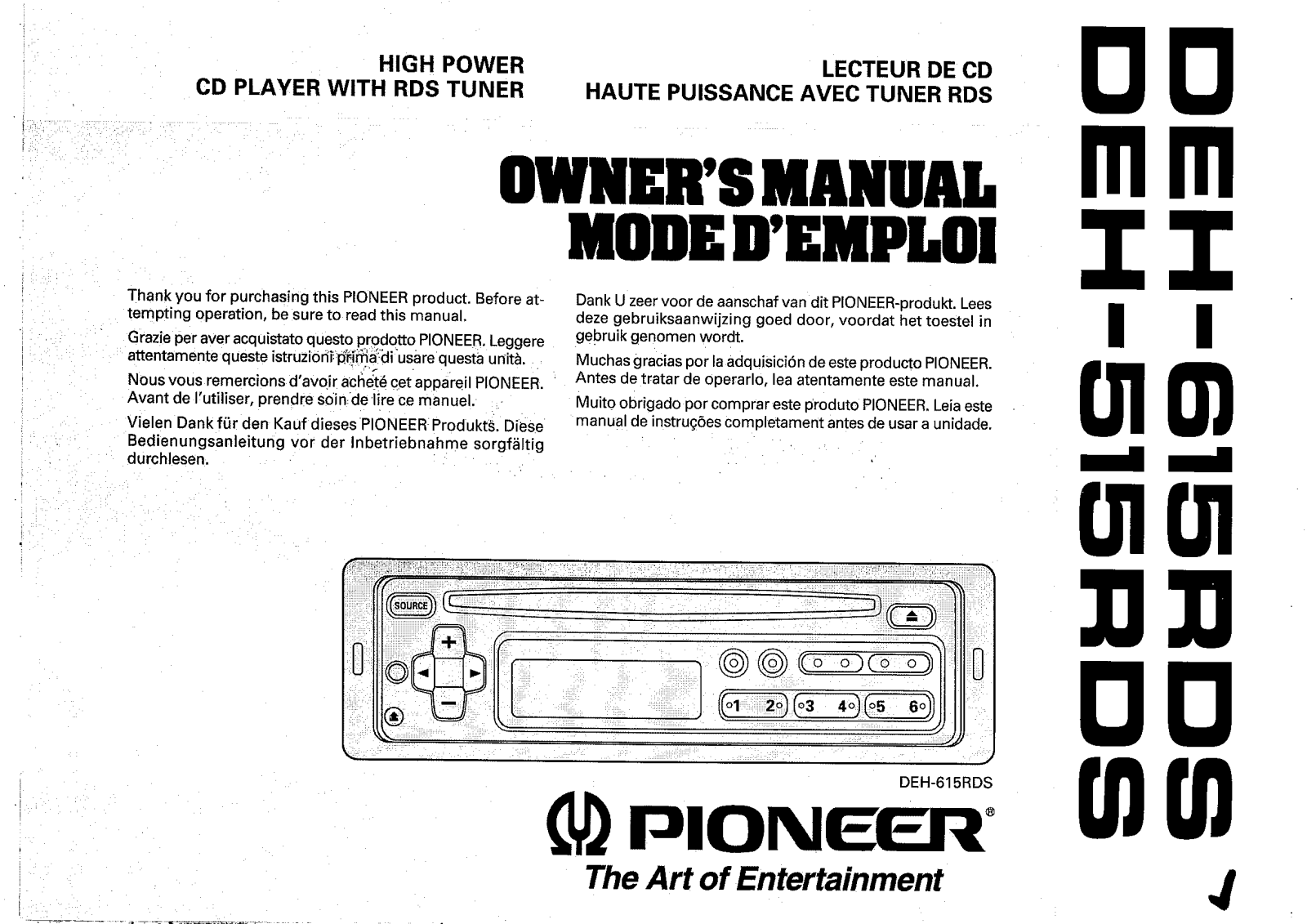 PIONEER DEH-515RDS, DEH-615RDS User Manual