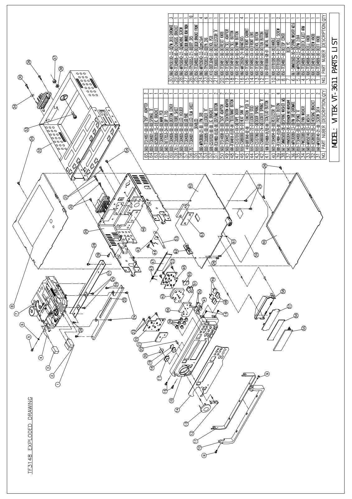 VITEK VT-3611 Exploded Parts List