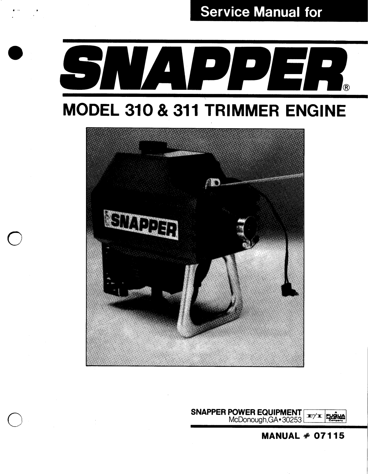 Snapper 310, 311 User Manual