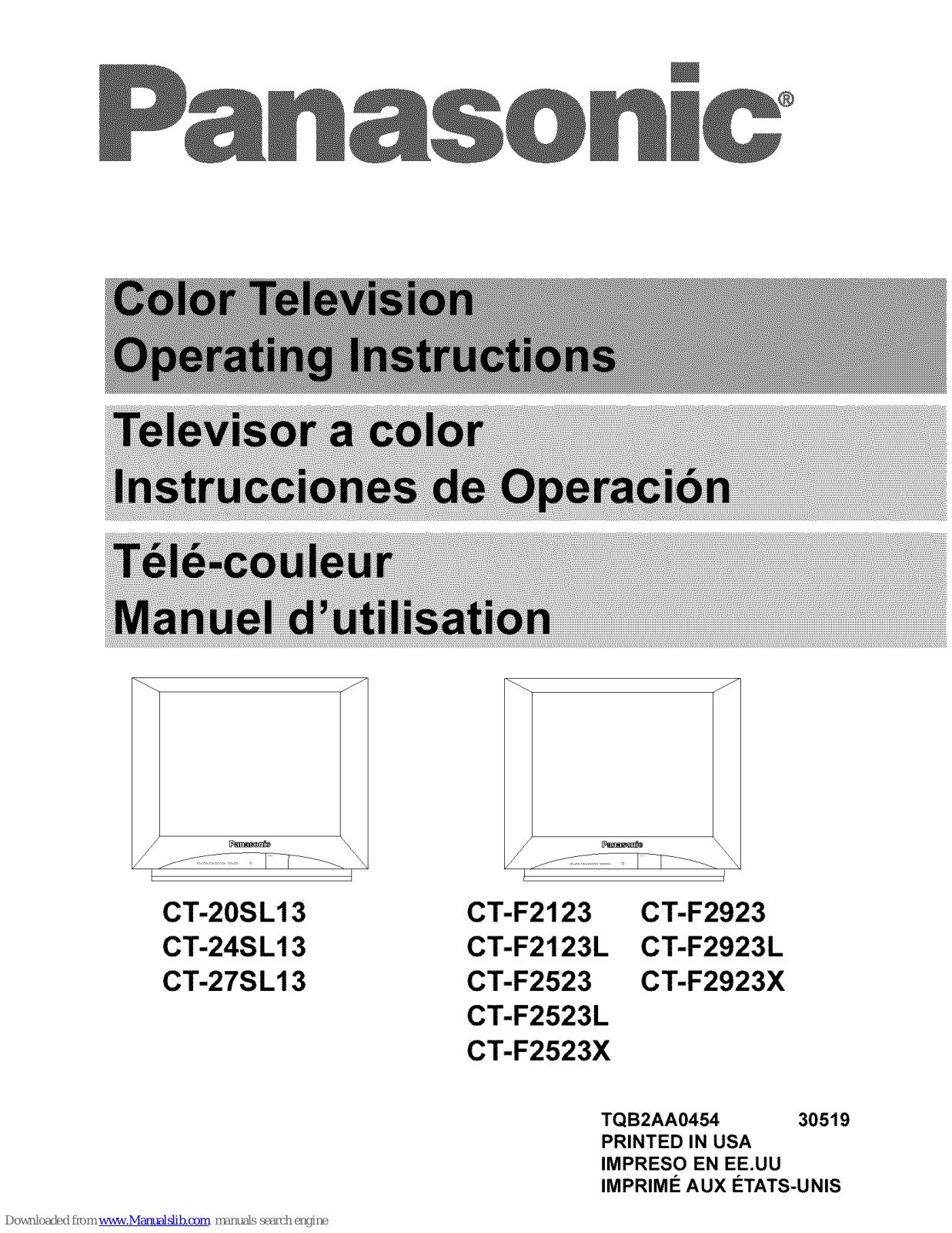 Panasonic CT-24SL13, CT-F2523X, CT-F2523, CT-F2123, CT-F2923L User Manual - ManualMachine.com