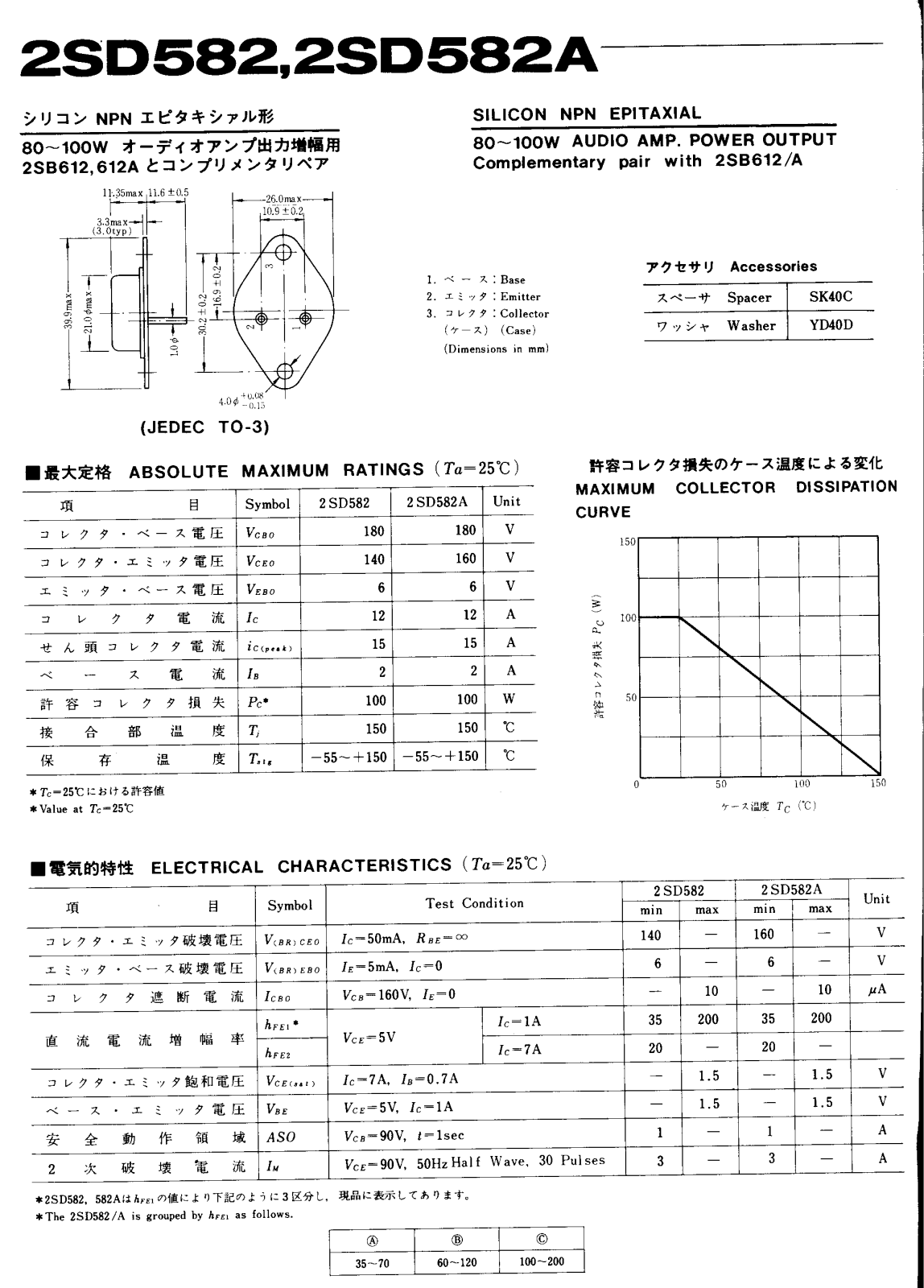 Datasheet 2SD582A Specification - ManualMachine.com