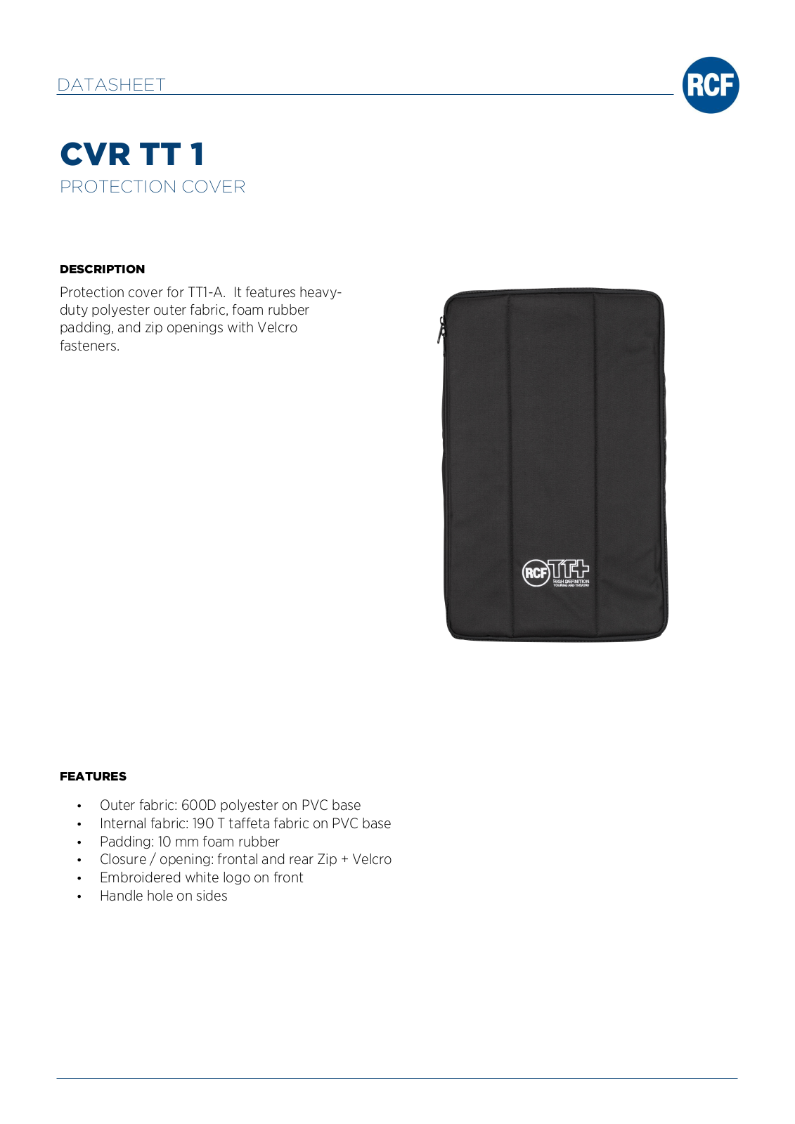 RCF COVER-TT1 Data Sheet