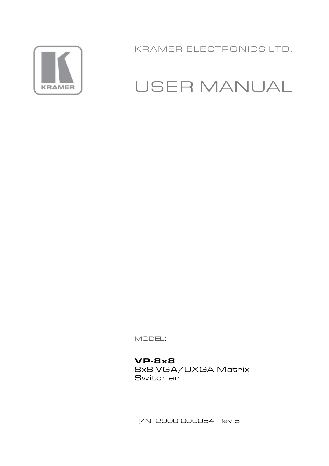 Kramer Electronics VP-8x8 User Manual