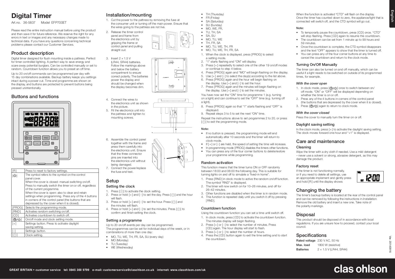 Clas Ohlson EFP700ET User Manual