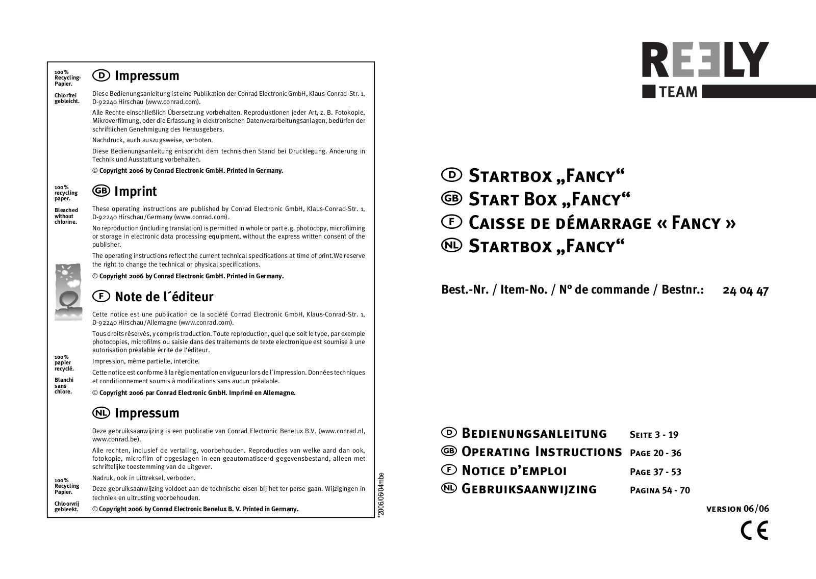 Reely 240447 User manual