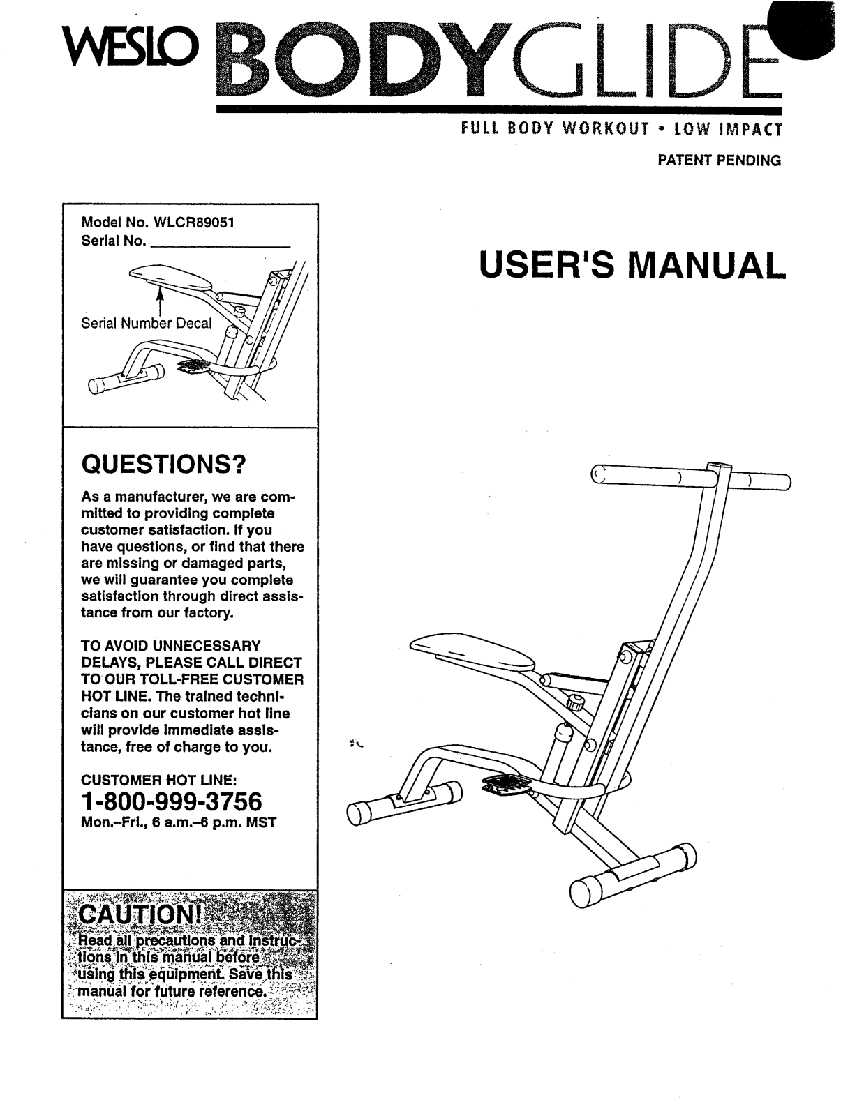 Weslo WLCR89051 Owner's Manual