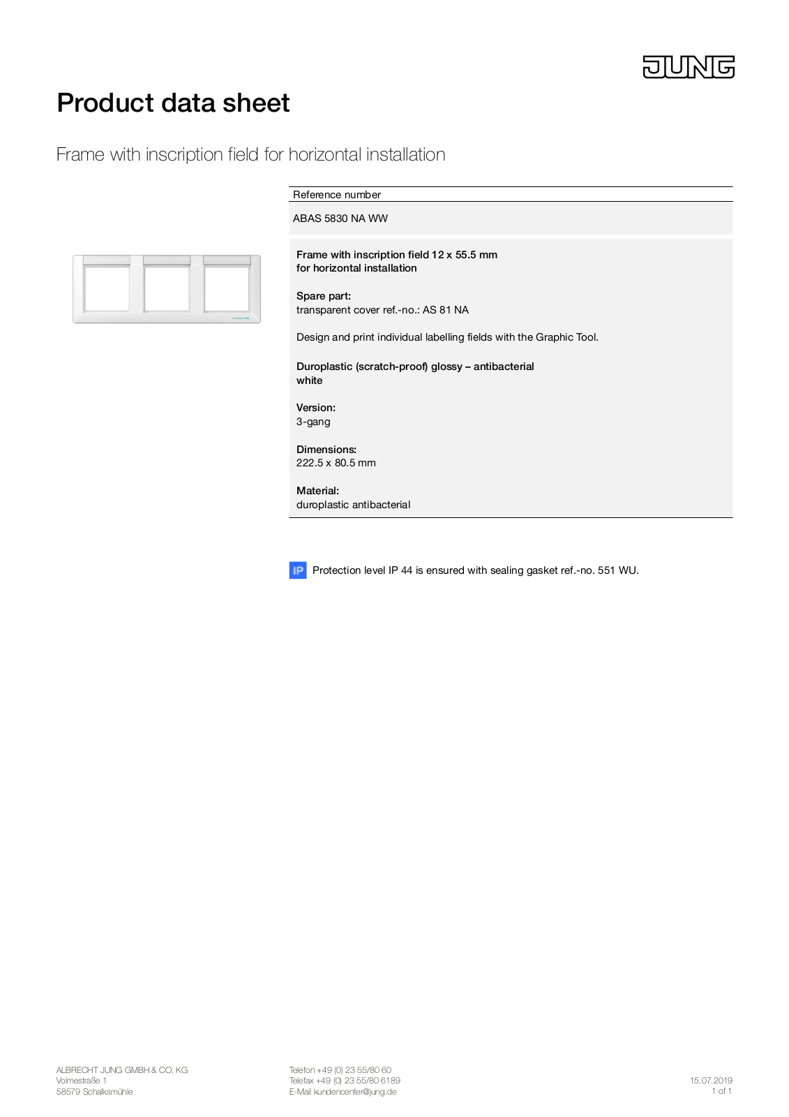 Jung ABAS 5830 NA WW User Manual