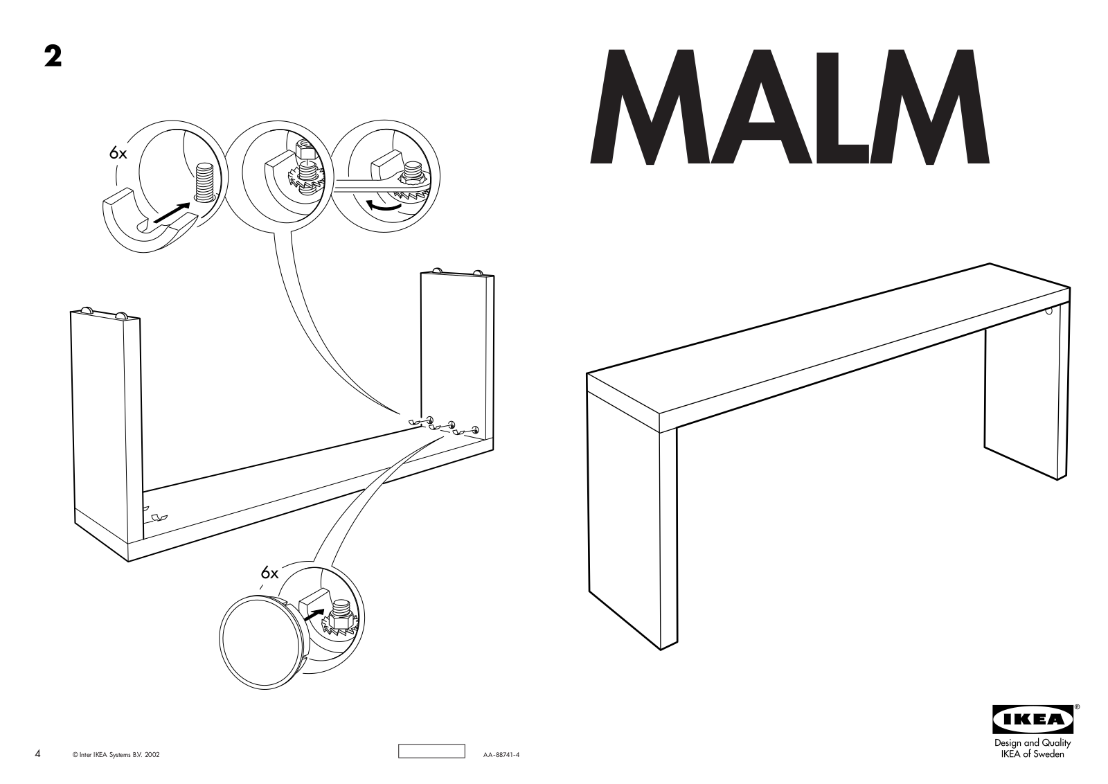 IKEA MALM OCCASIONAL TABLE 75 1-4X28 7-8 Assembly Instruction