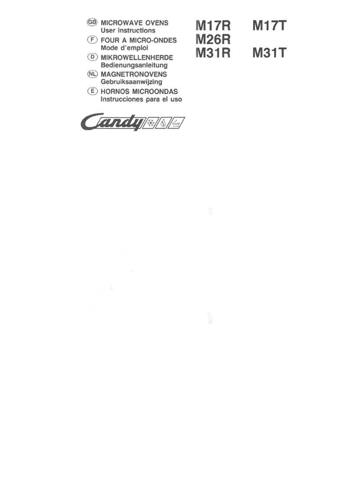 Candy M26R, M17T, M31T, M31R, M17R User Manual