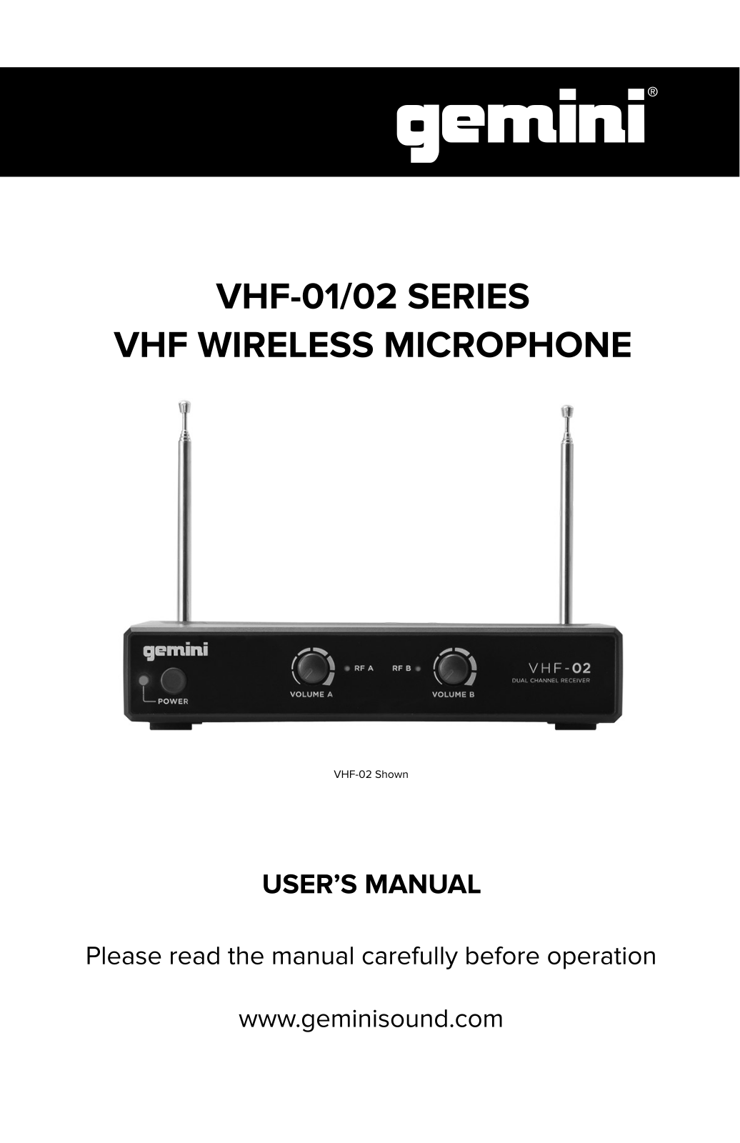 Gemini DJ VHF-01, VHF-02 User`s manual