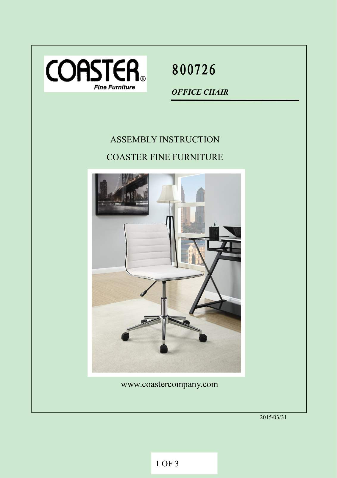 Coaster 800726 Assembly Guide